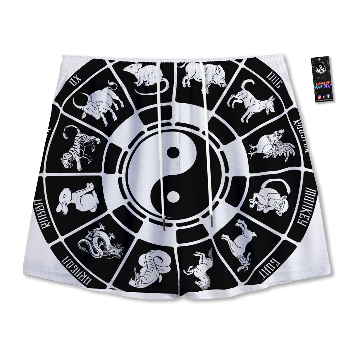 Dragonfly Spiritual Golden Print Mesh Shorts