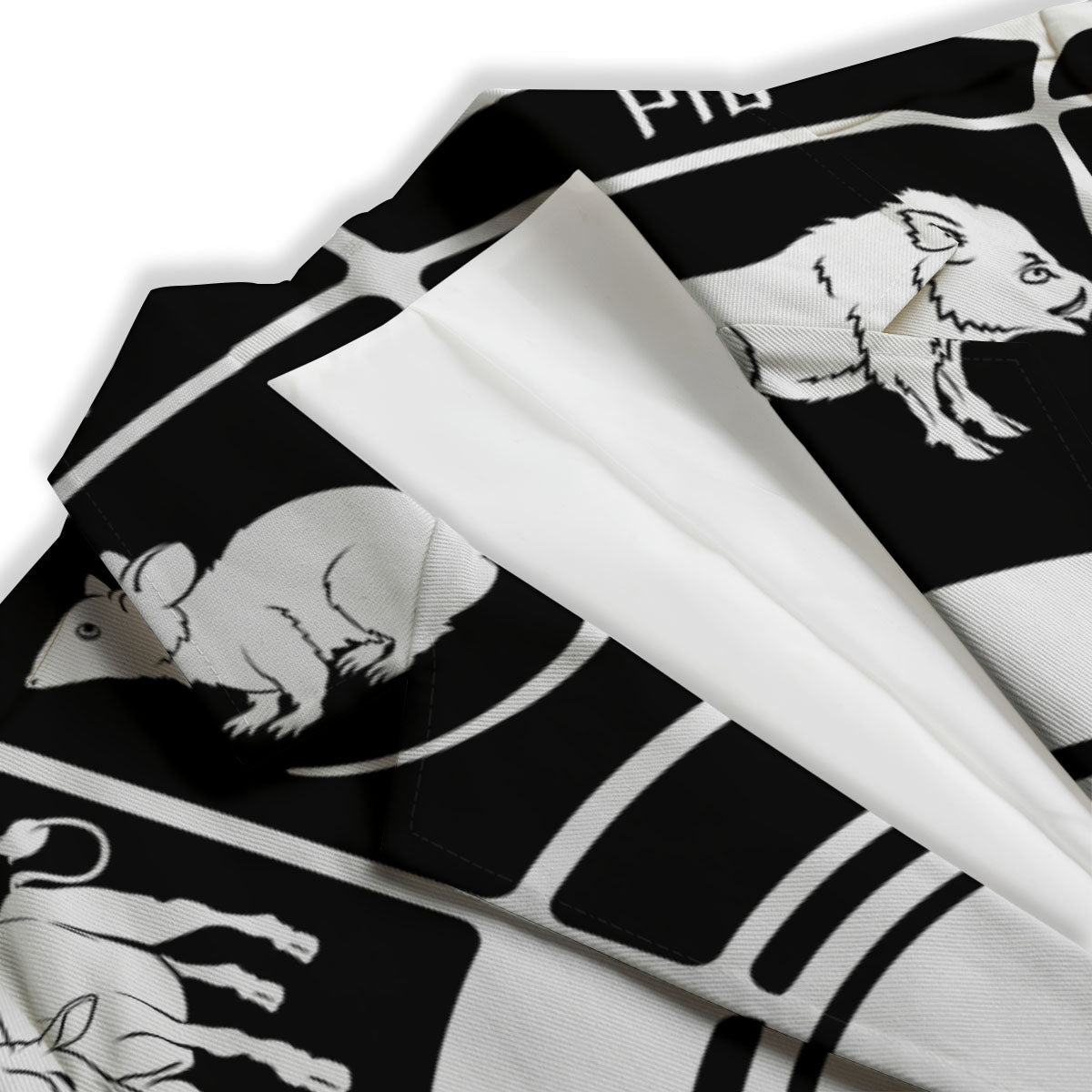 Chinese Zodiac White And Black Print Women's Blazer-grizzshop