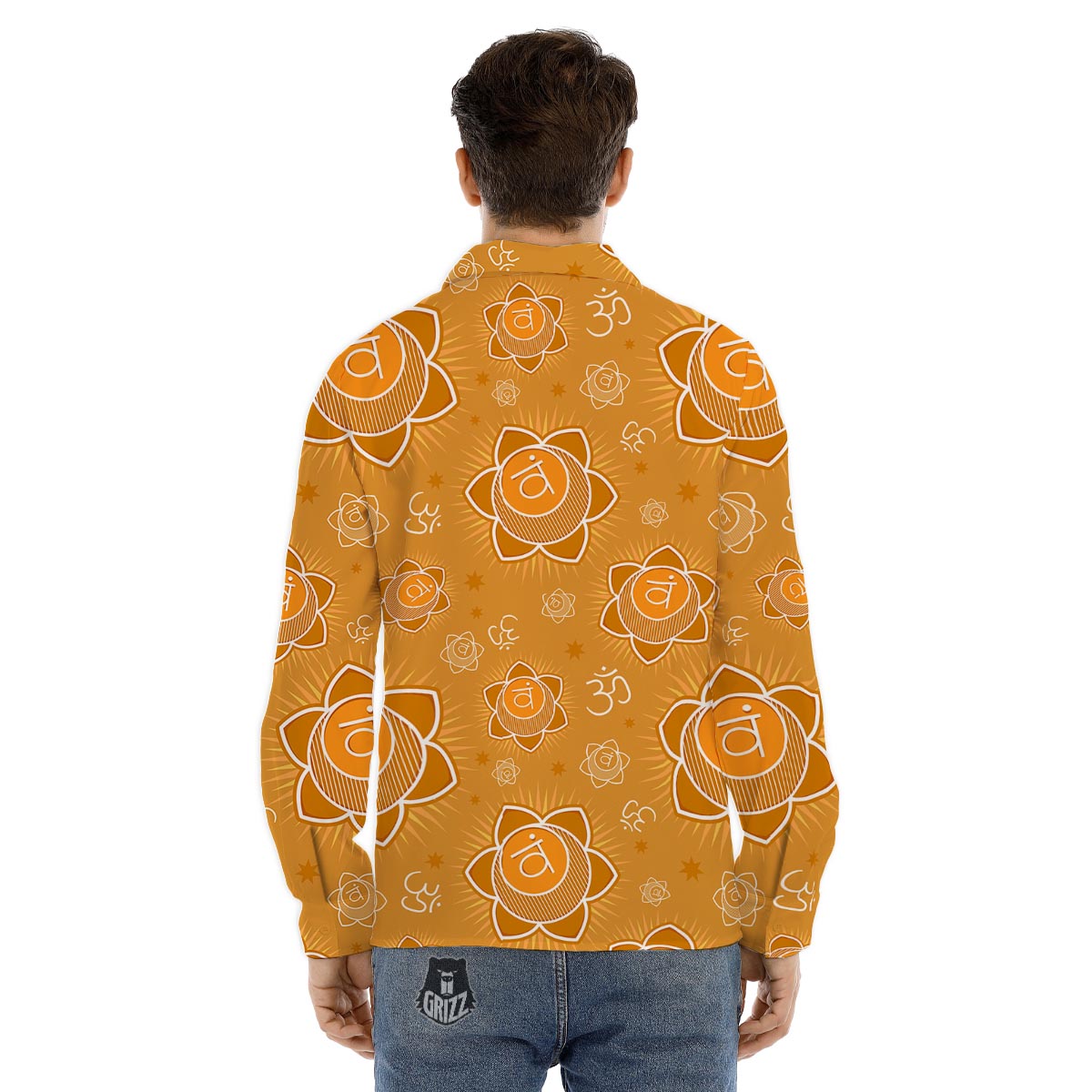 Chinese Zodiac Yellow And Red Print Men's Dress Shirts-grizzshop