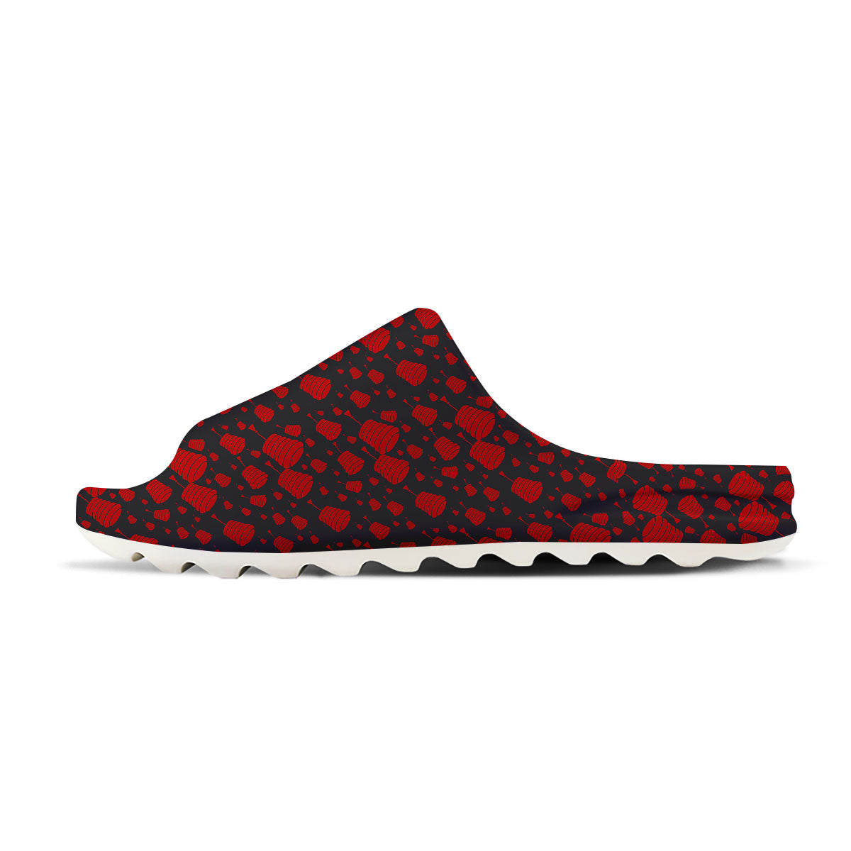 Chinese Red And Black Print Pattern Sandals-grizzshop