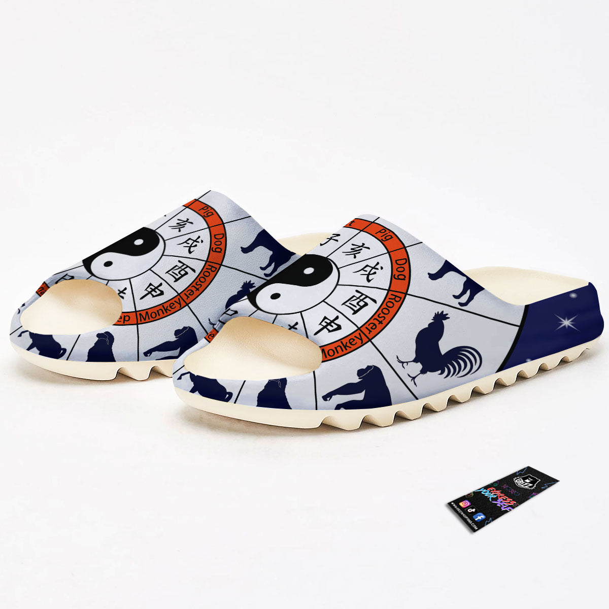 Chinese Zodiac Signs Yin Yang Print Sandals-grizzshop
