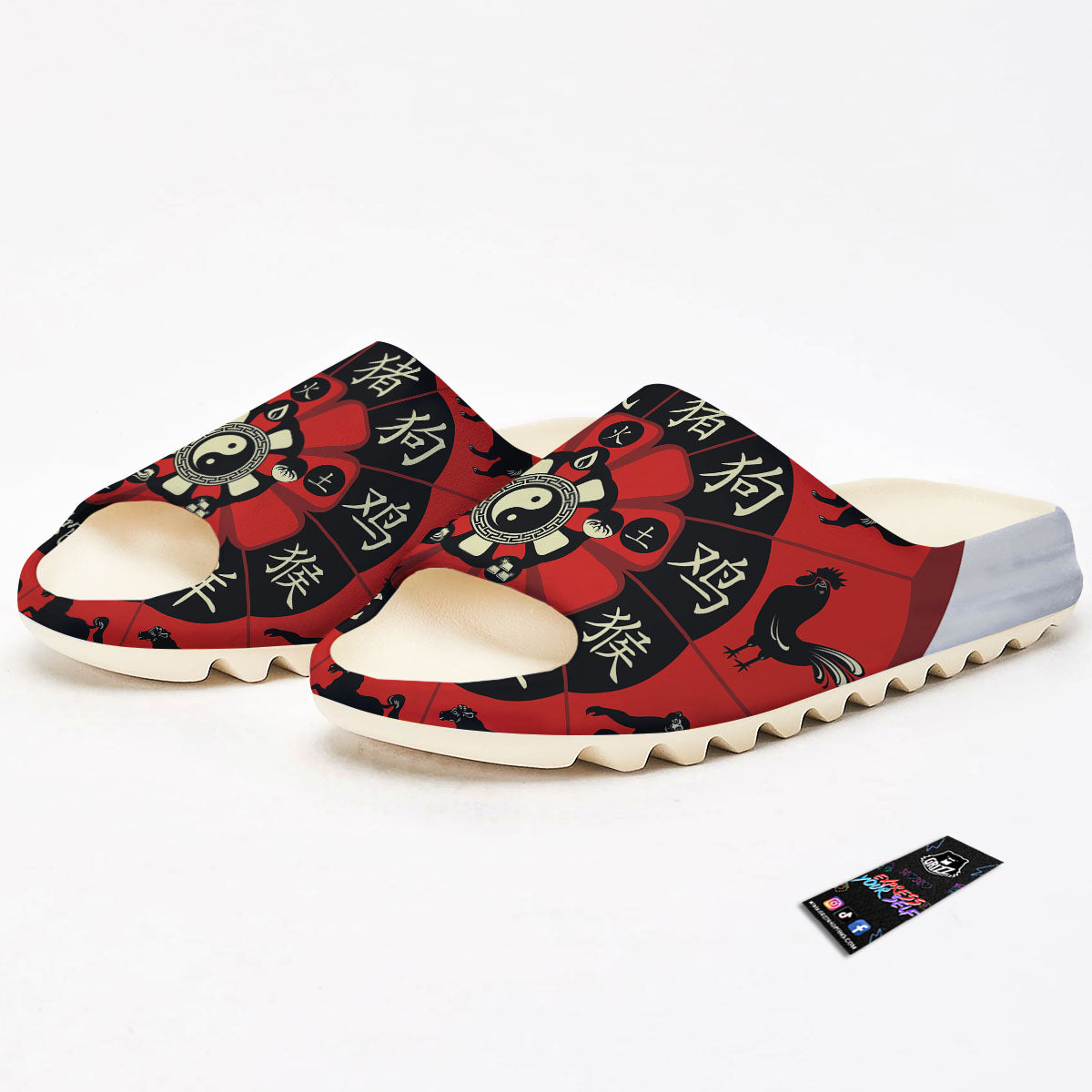 Chinese Zodiac Wheel Yin Yang Print Sandals-grizzshop