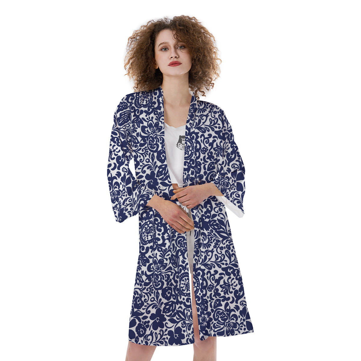 Chintz Floral Print Pattern Kimono-grizzshop
