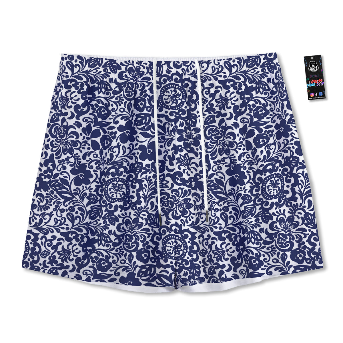 Flower Glitch Daisy Print Mesh Shorts