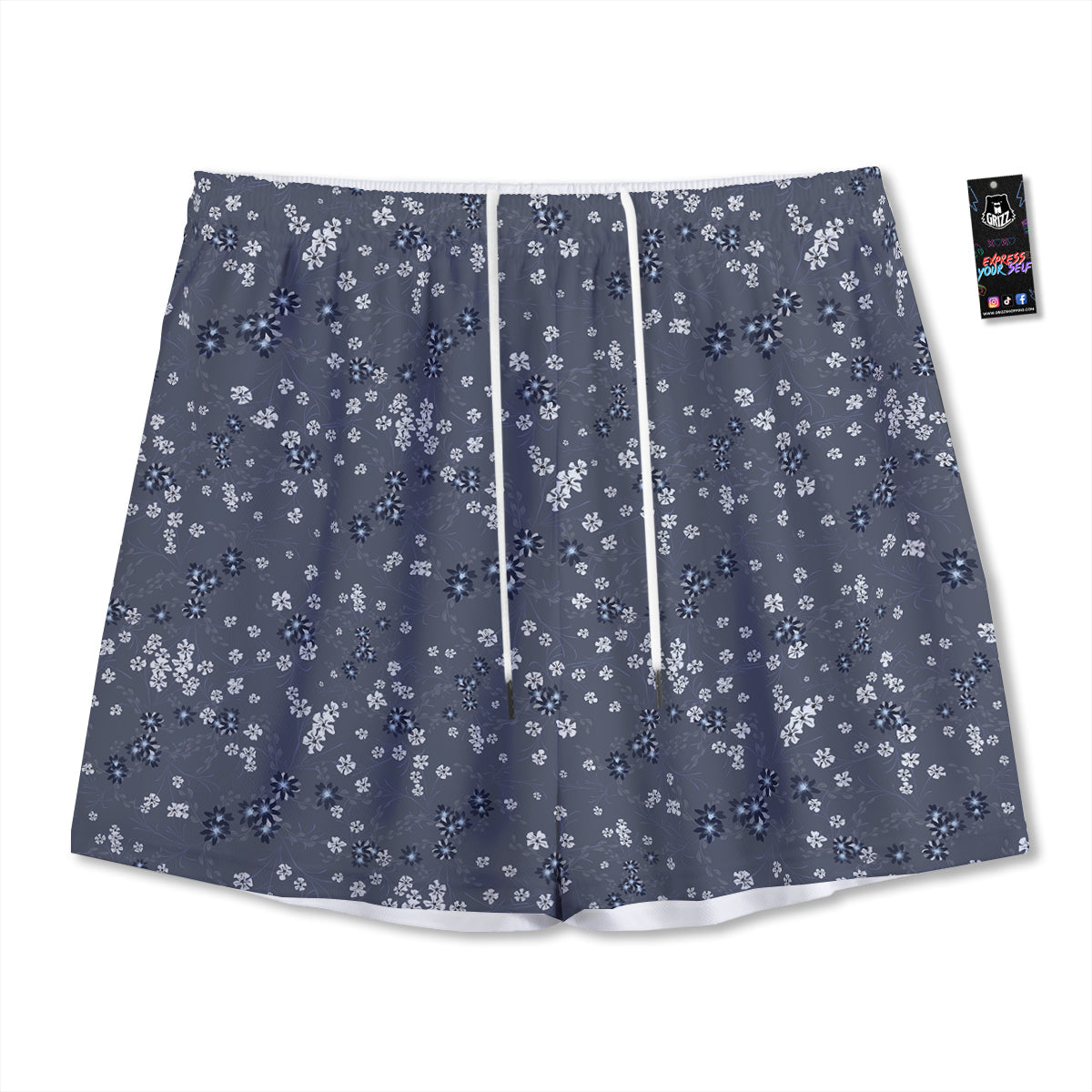 Flower Jeans Denim Print Pattern Mesh Shorts