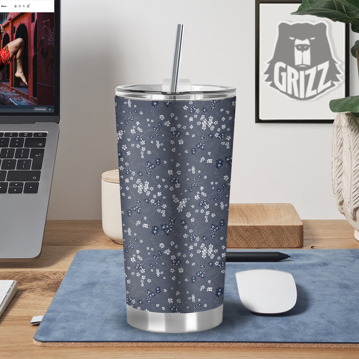 Chintz Floral Vintage Print Pattern Tumbler-grizzshop