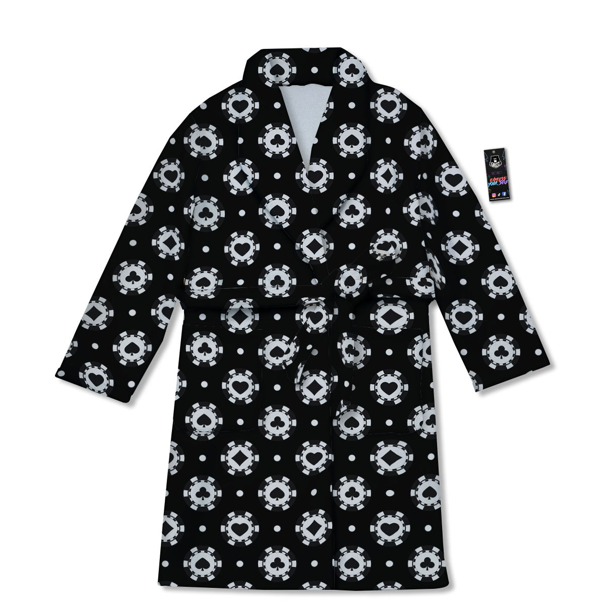 Chip And Casino Print Pattern Bathrobe-grizzshop