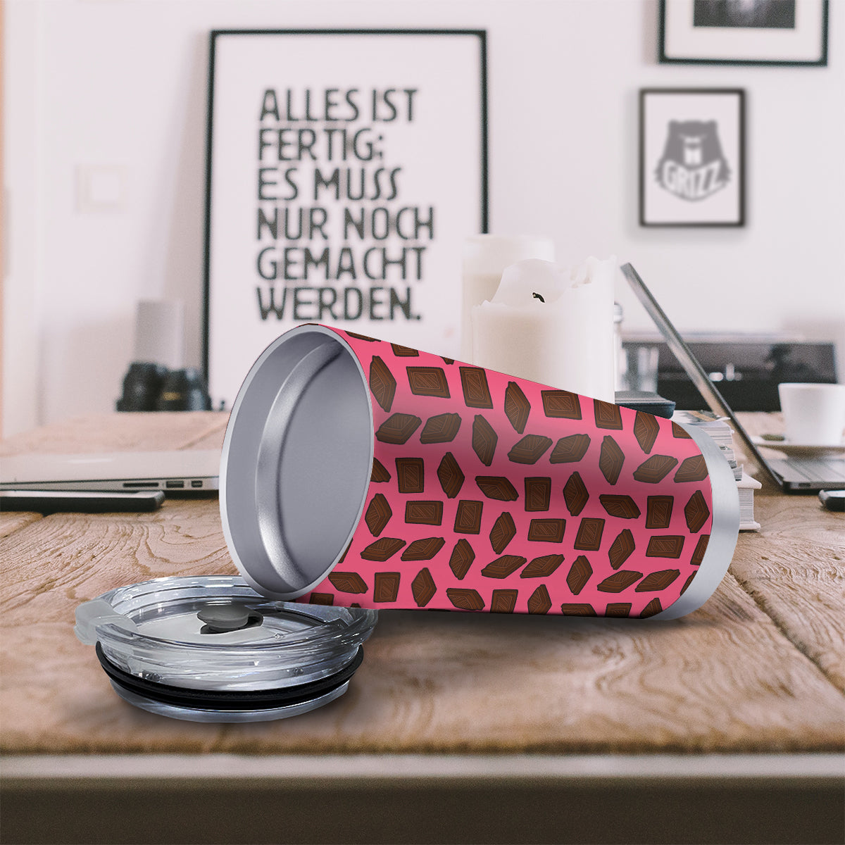 Chocolate And Pink Print Pattern Tumbler-grizzshop