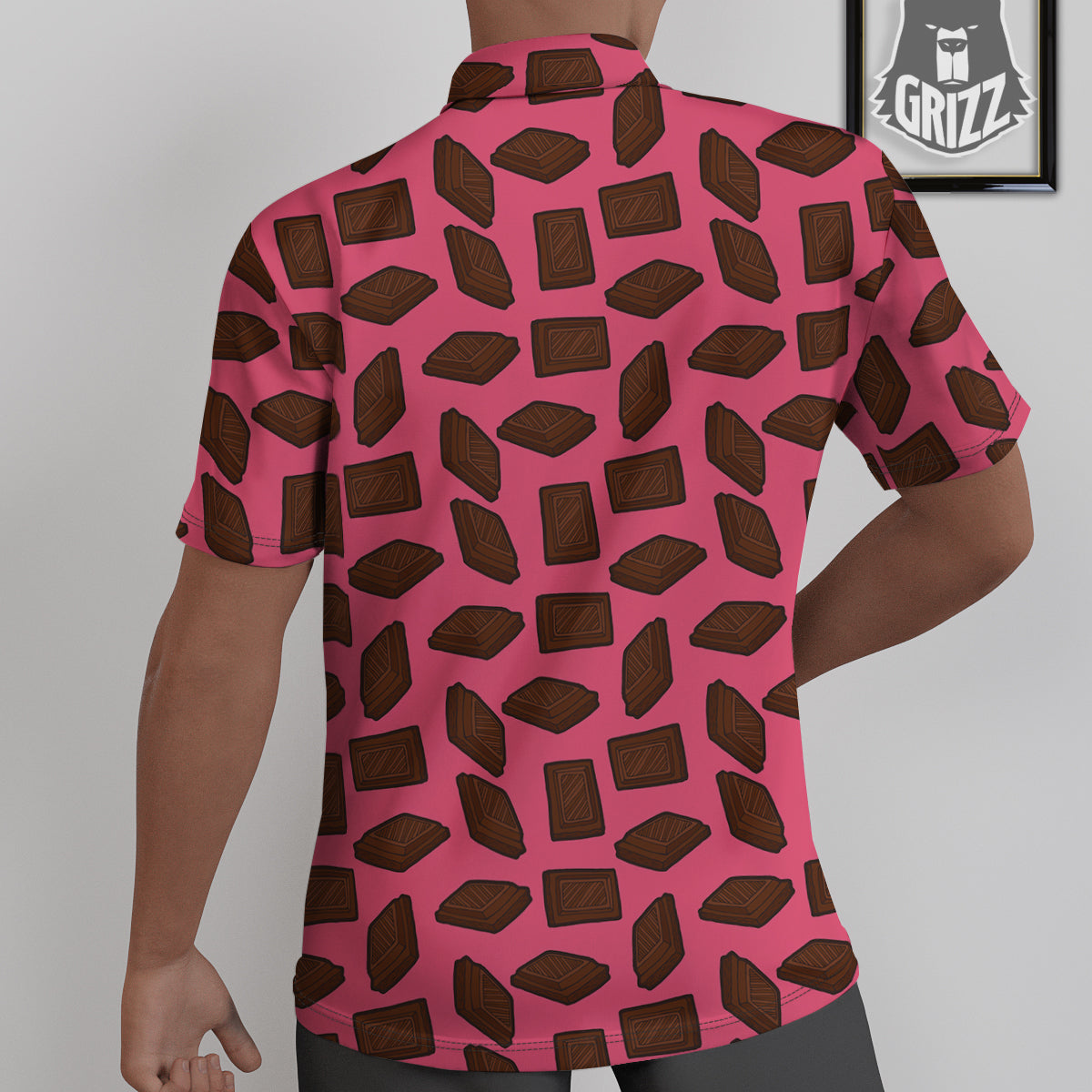 Chocolate And Pink Print Pattern Untucked Shirts-grizzshop