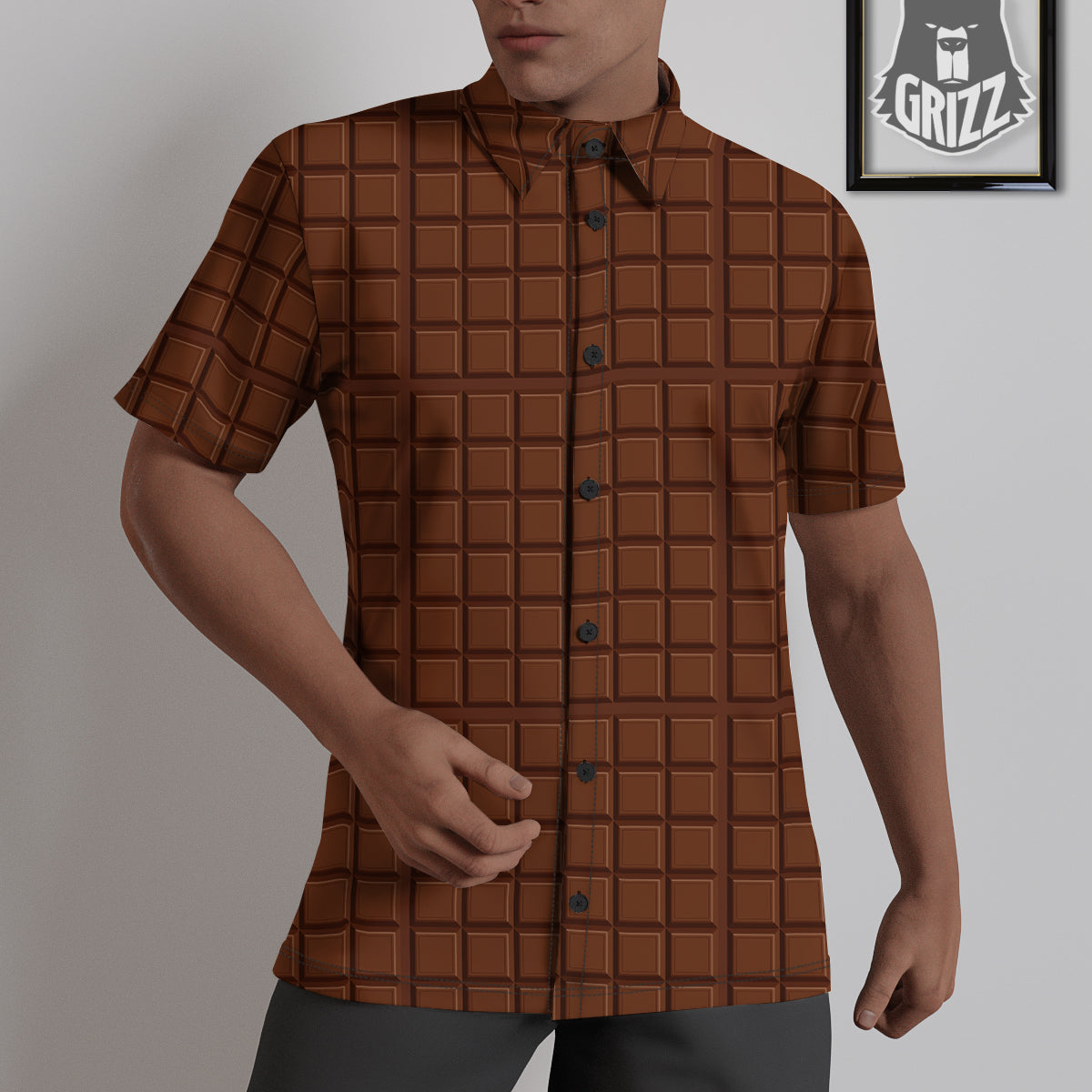 Chocolate Bar Brown Print Pattern Untucked Shirts-grizzshop
