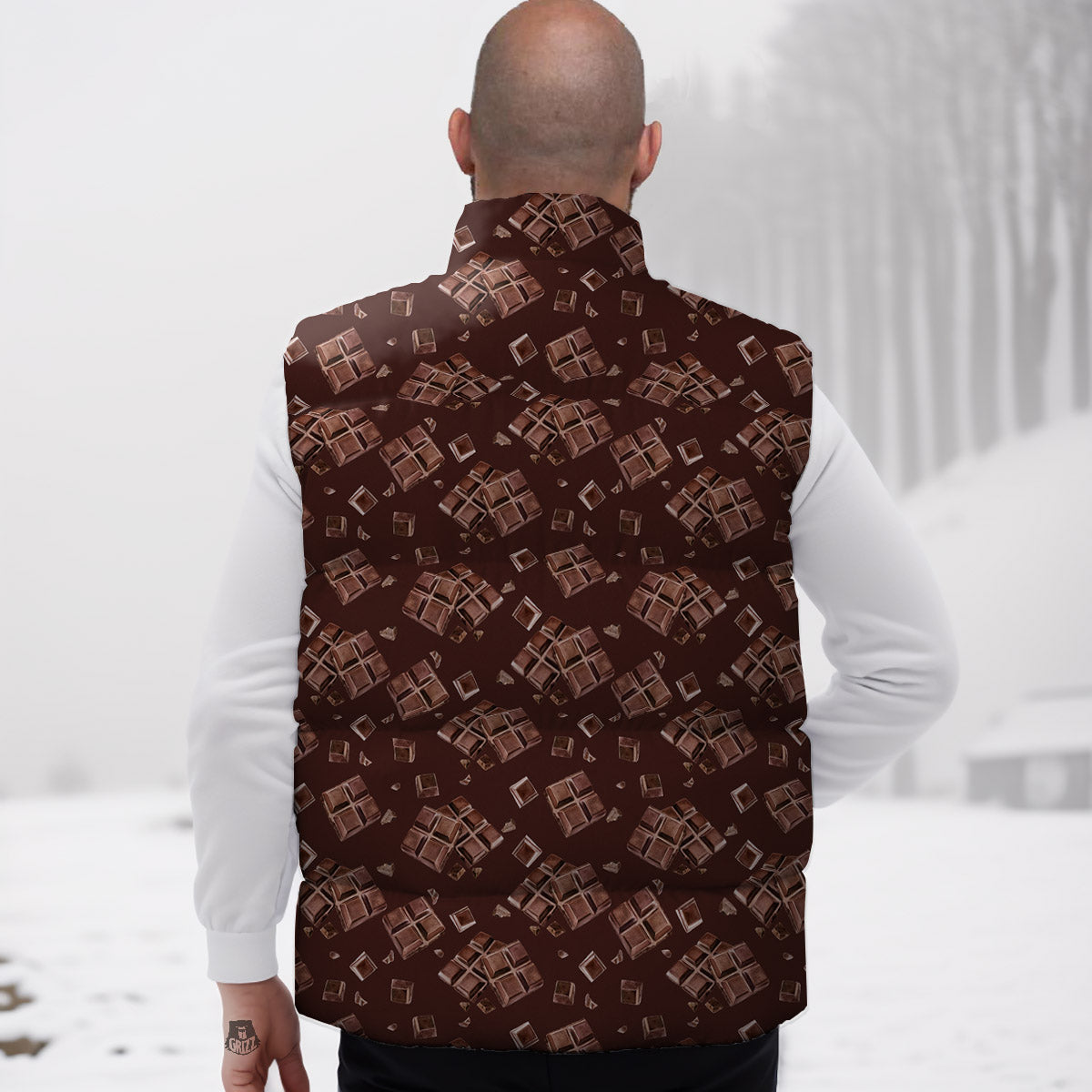 Chocolate Bar Print Pattern Down Vest