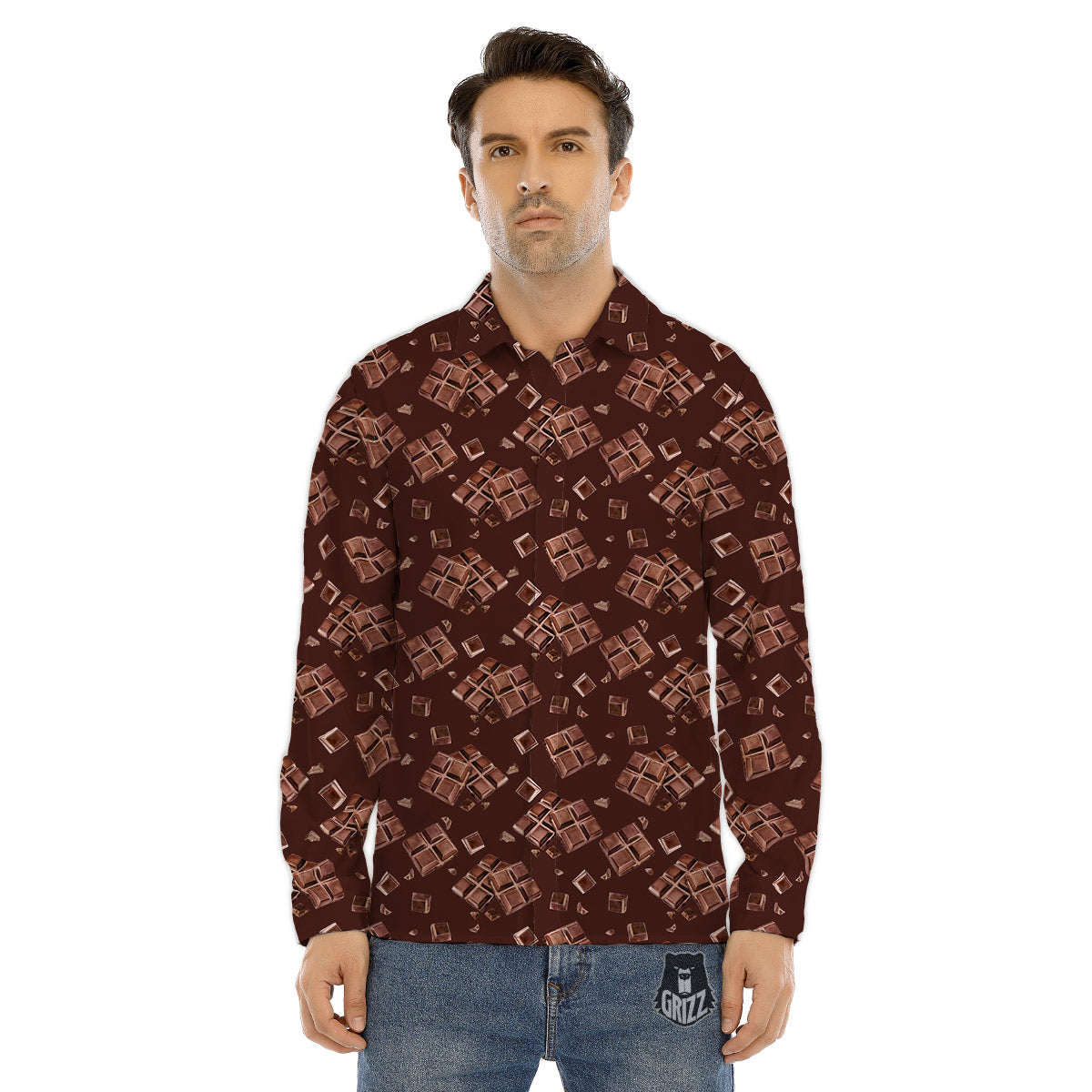 Chocolate Bar Print Pattern Men's Dress Shirts-grizzshop