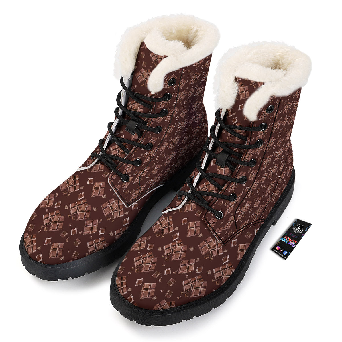 Chocolate Bar Print Pattern Winter Boots-grizzshop