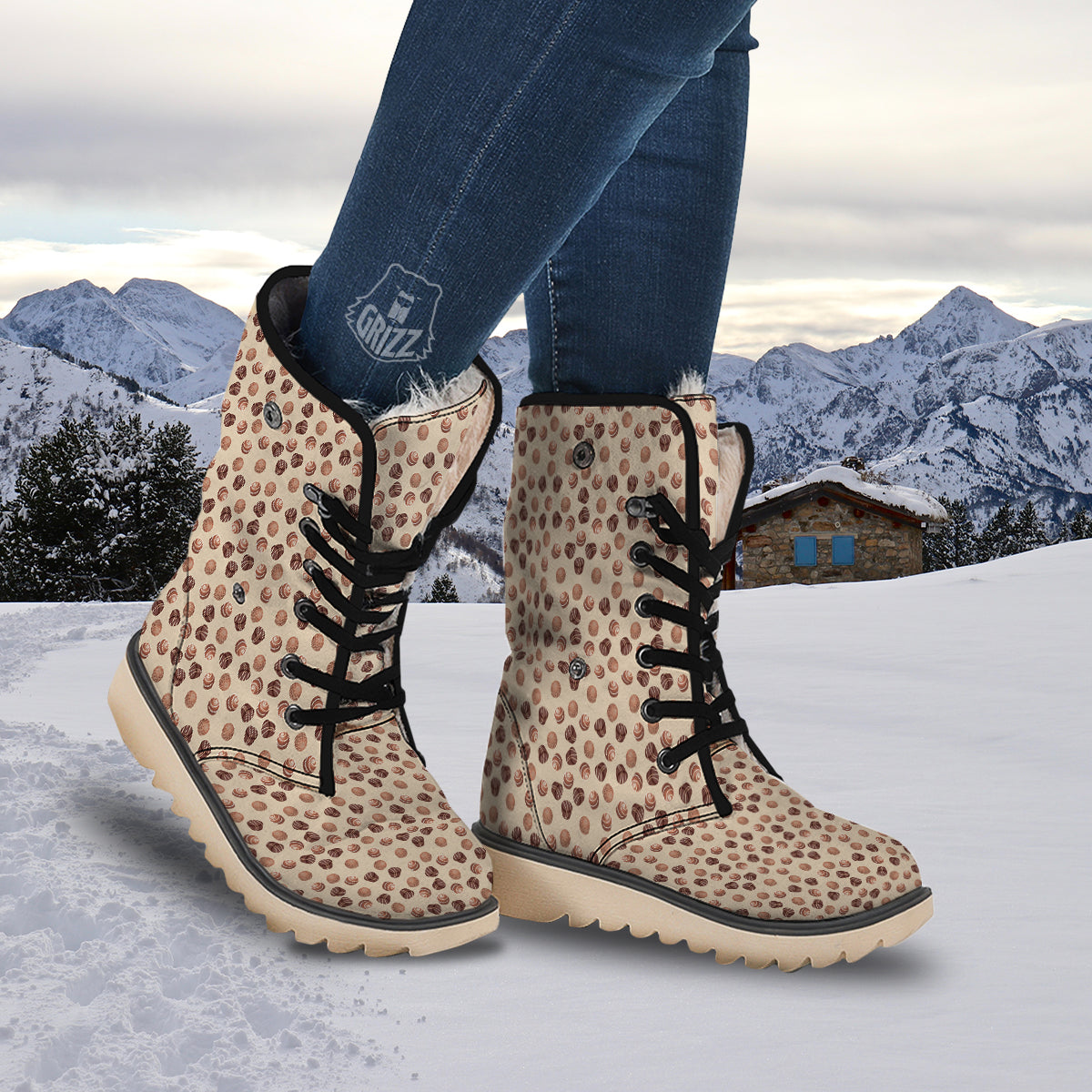 Chocolate Candy Print Pattern Snow Boots-grizzshop