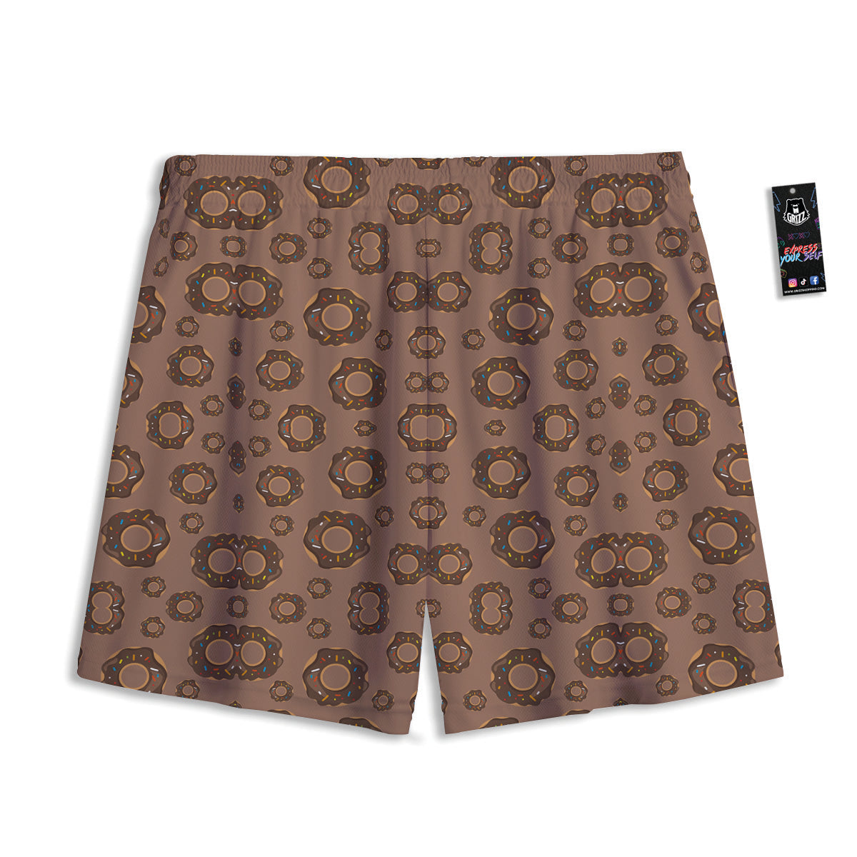 Chocolate Donuts Print Pattern Mesh Shorts-grizzshop