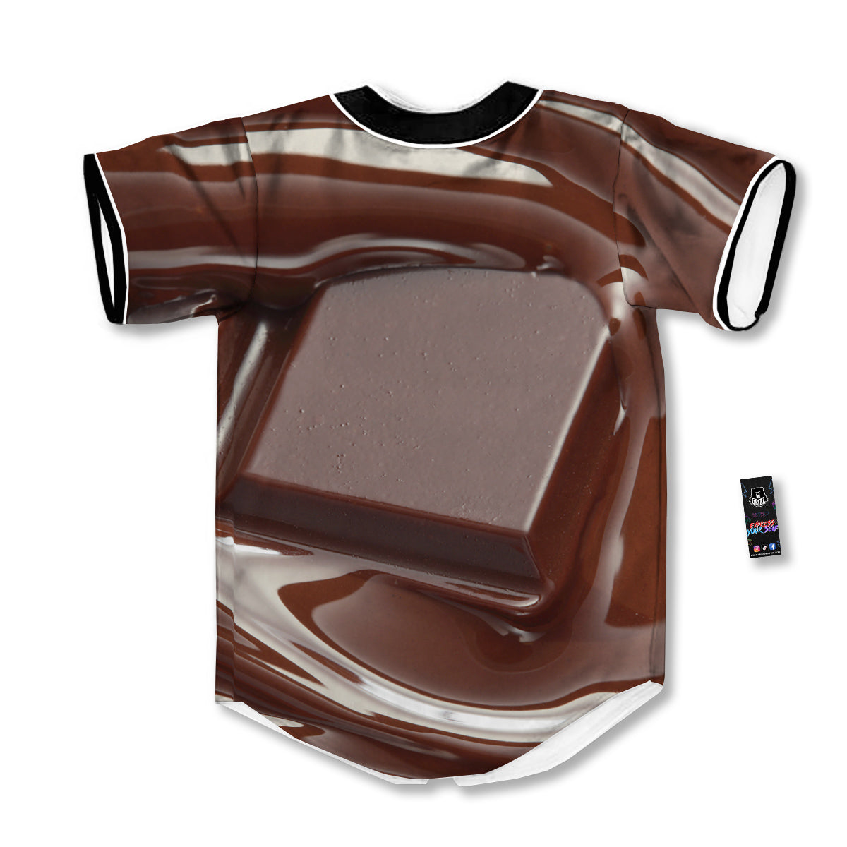 Chocolate Print Baseball Jersey-grizzshop