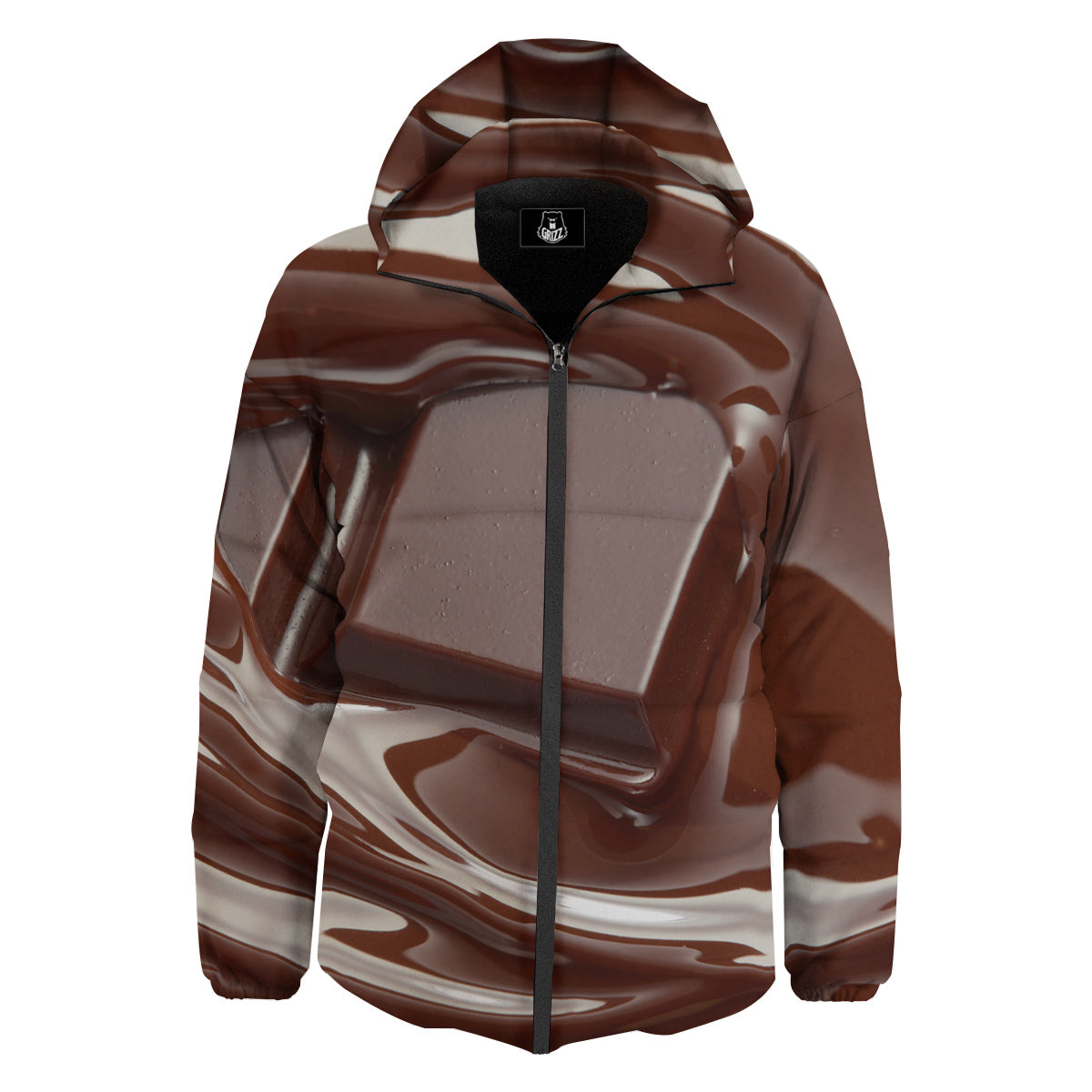 Chocolate Print Down Jacket-grizzshop