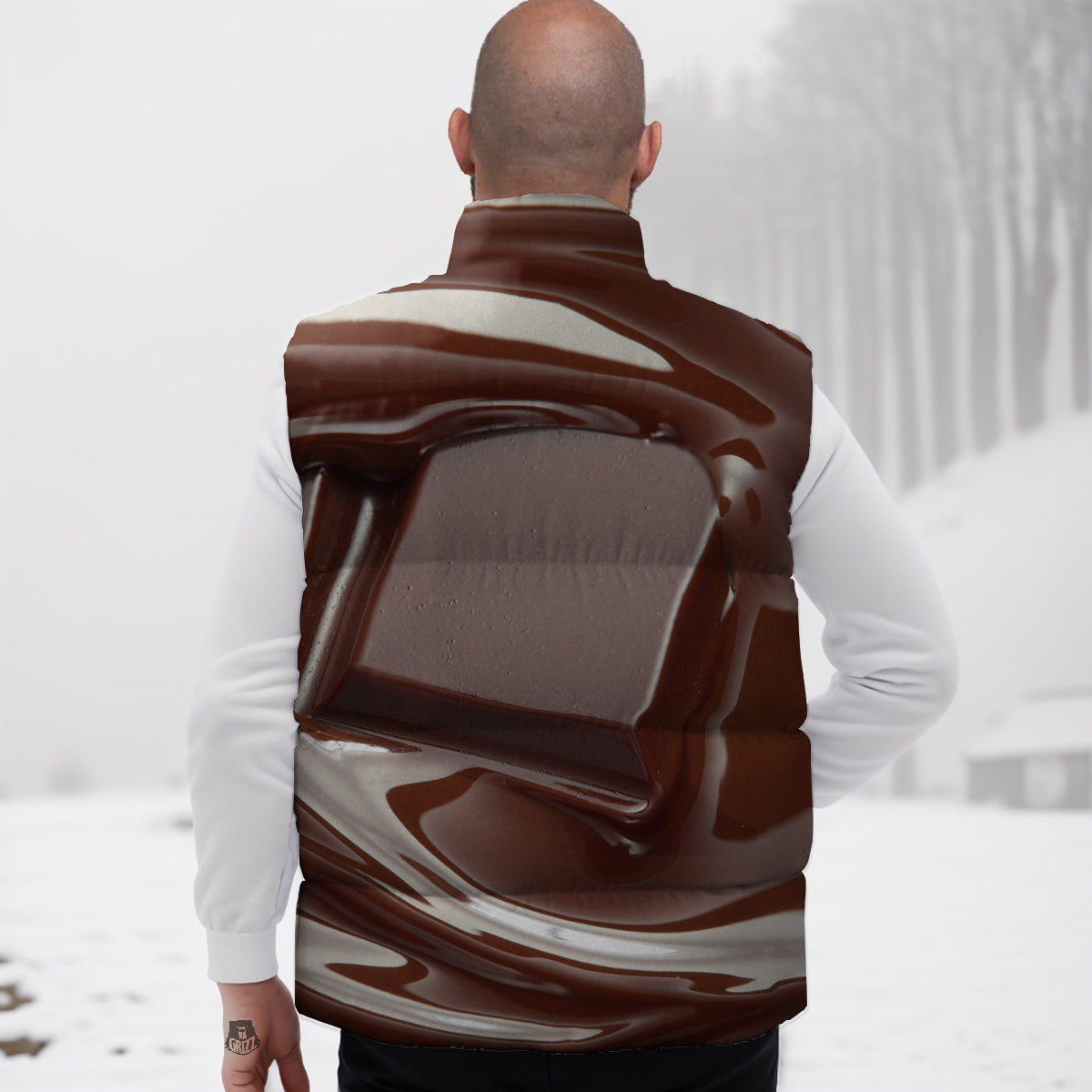 Chocolate Print Down Vest-grizzshop