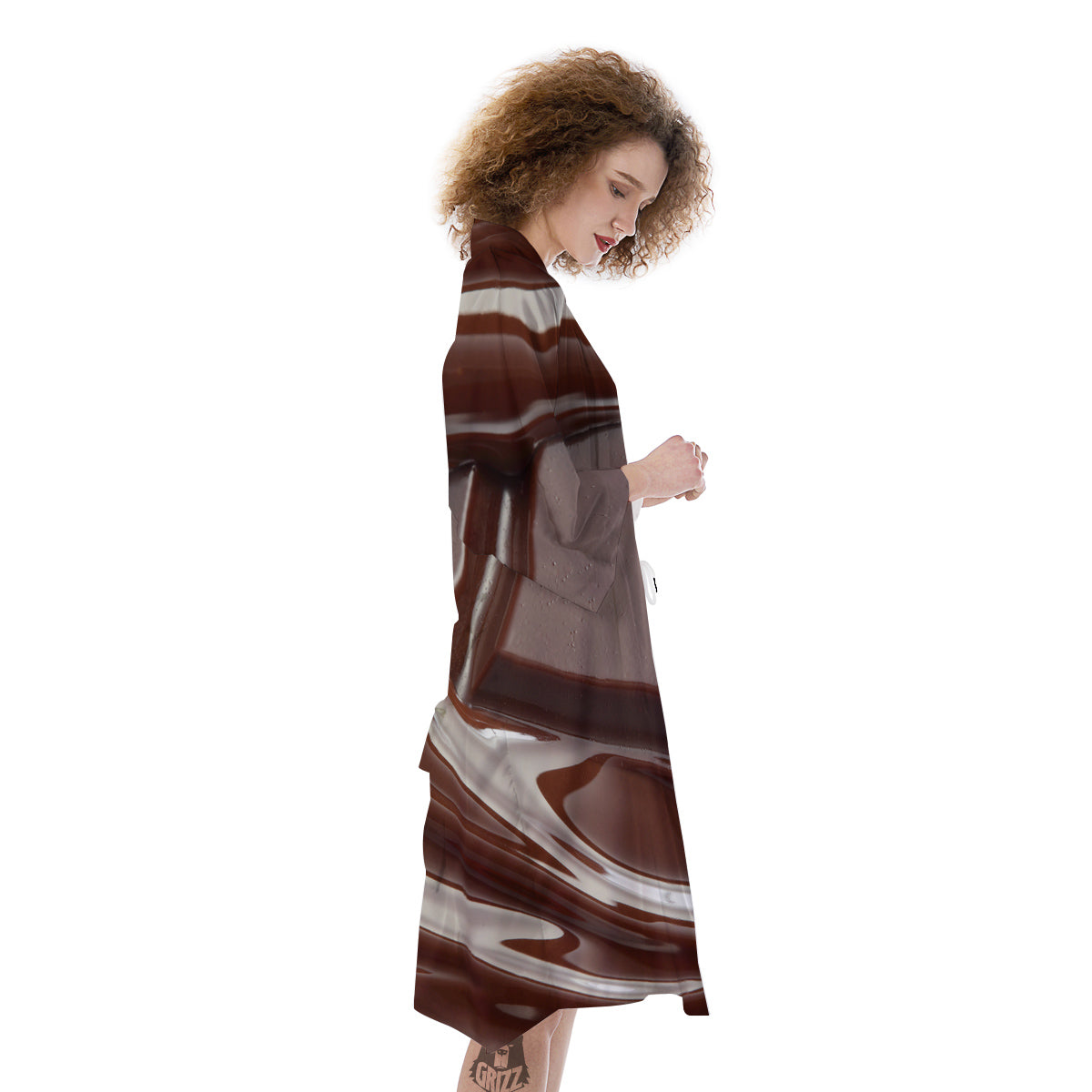 Chocolate Print Kimono-grizzshop