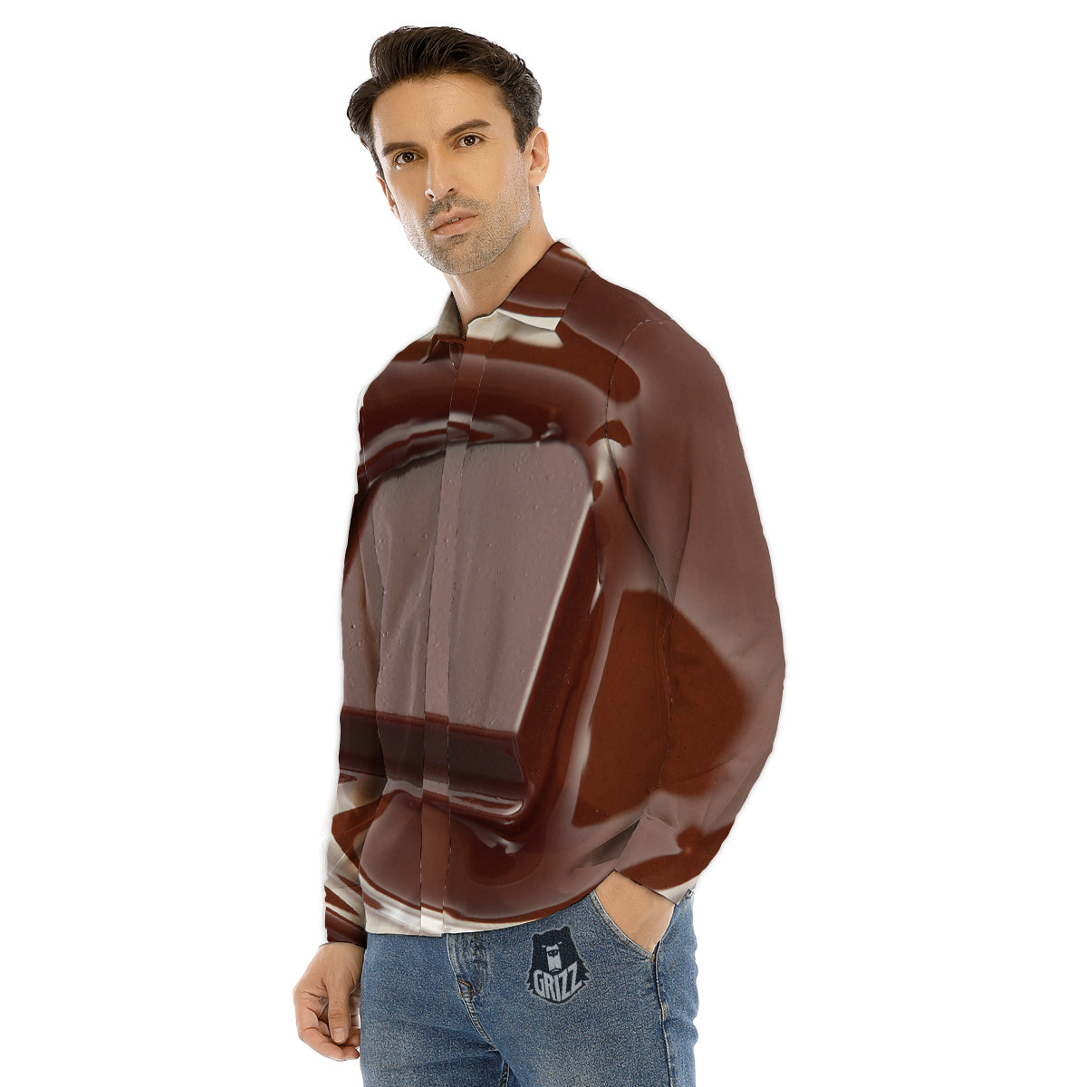 Chocolate Print Men's Dress Shirts-grizzshop