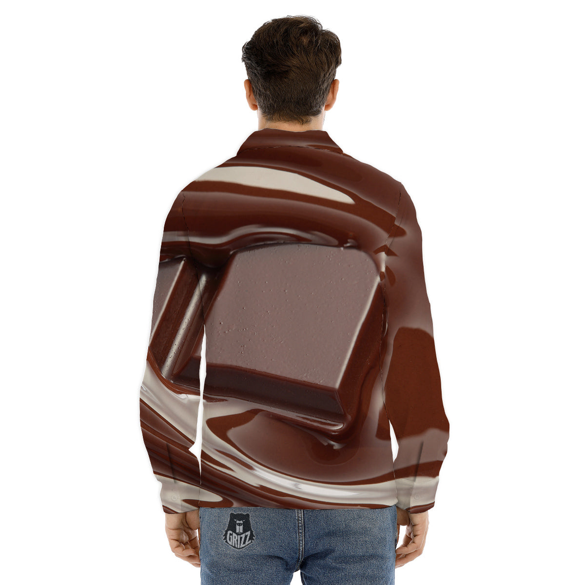 Chocolate Print Men's Dress Shirts-grizzshop