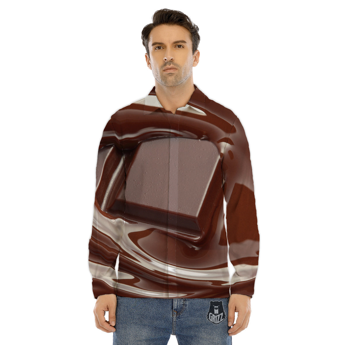Chocolate Print Men's Dress Shirts-grizzshop