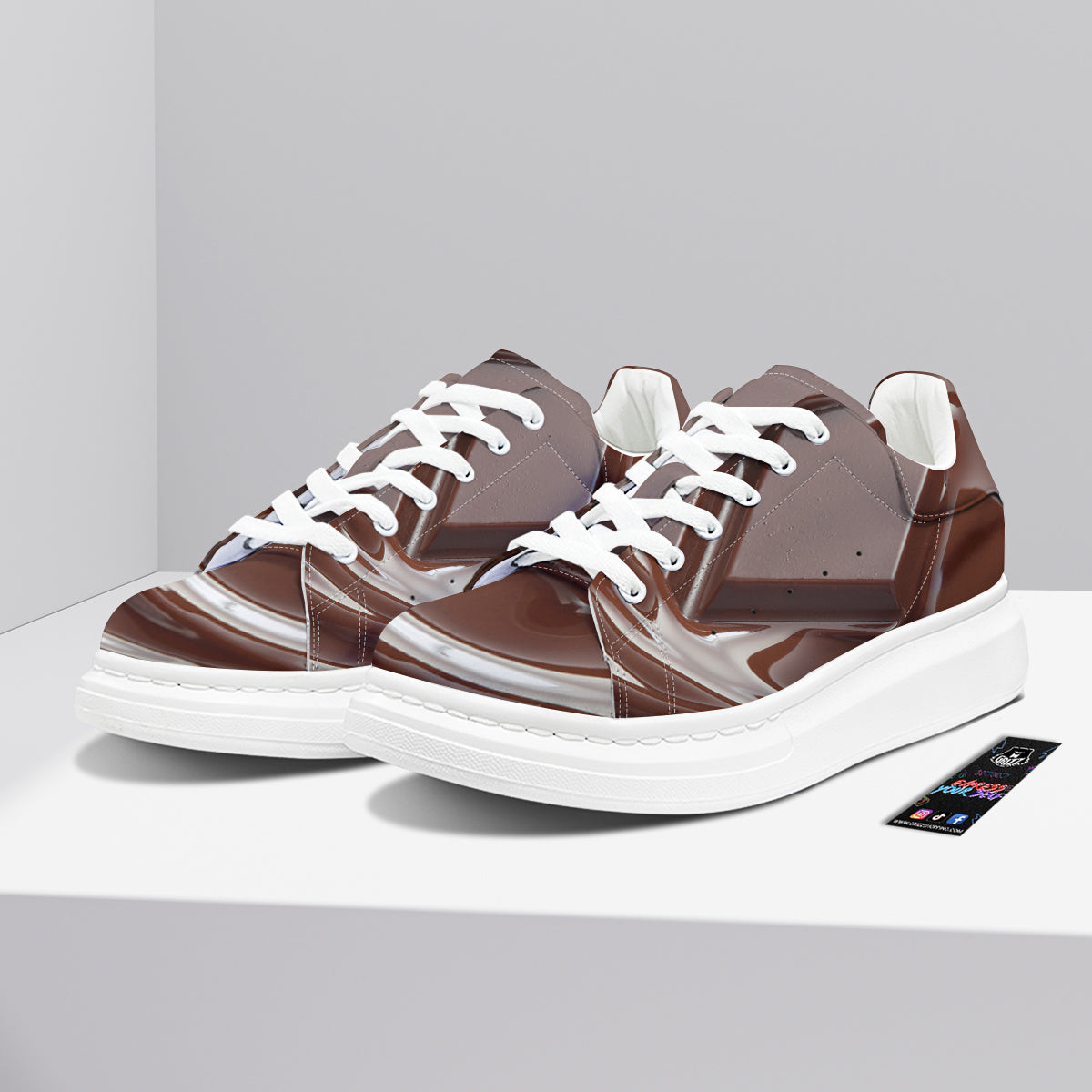 Chocolate Print Platform Shoes-grizzshop