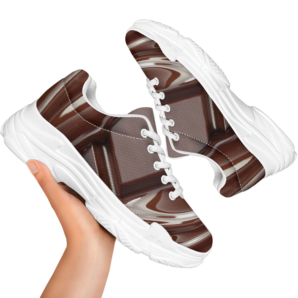 Chocolate Print White Chunky Shoes-grizzshop