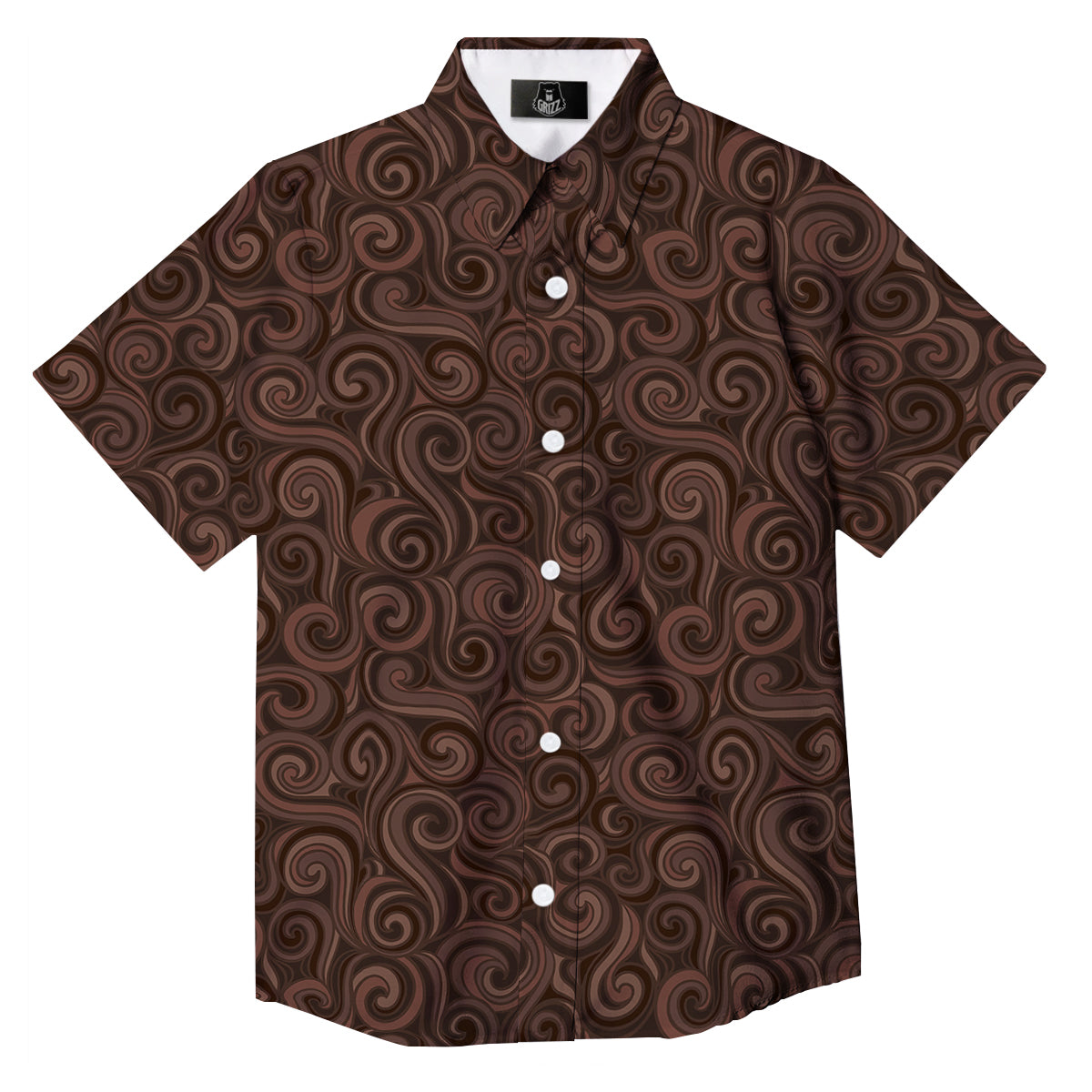Chocolate Texture Brown Print Pattern Button Up Shirt-grizzshop