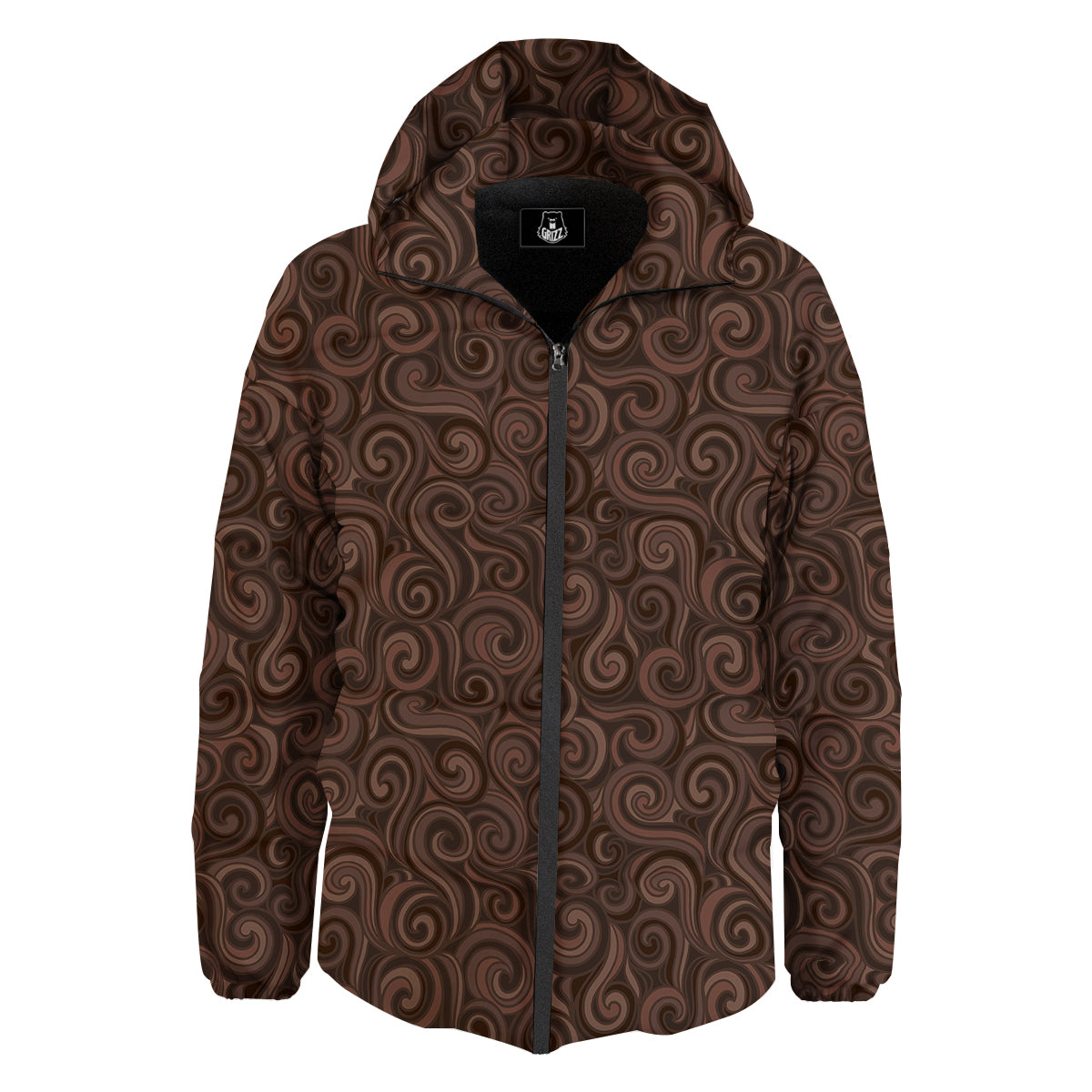 Chocolate Texture Brown Print Pattern Down Jacket-grizzshop