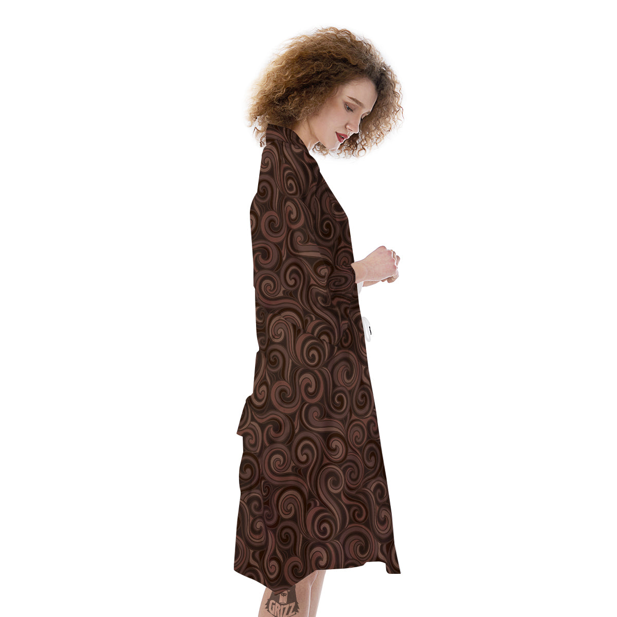 Chocolate Texture Brown Print Pattern Kimono-grizzshop