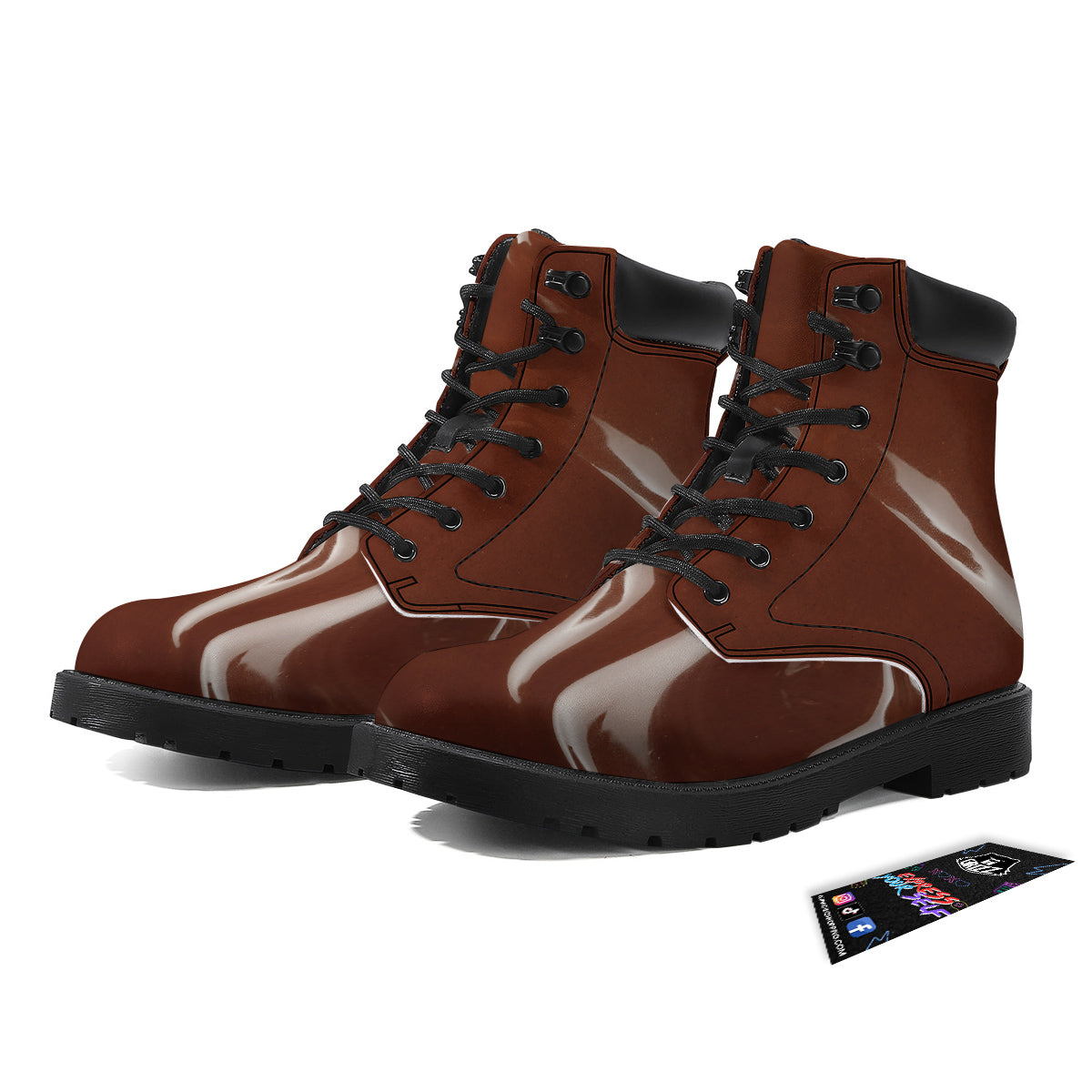 Chocolate Texture Print Boots-grizzshop