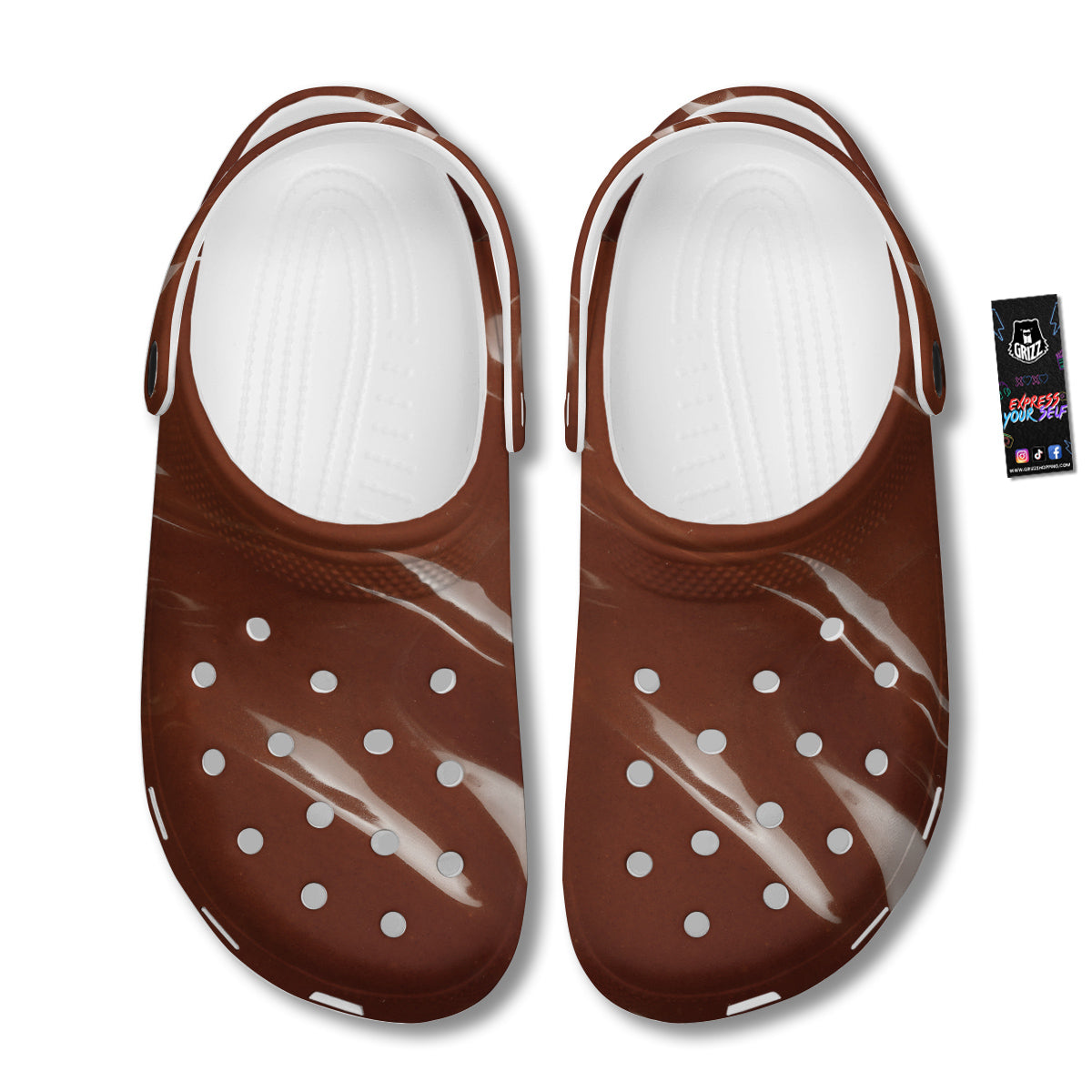 Chocolate Texture Print Clog-grizzshop