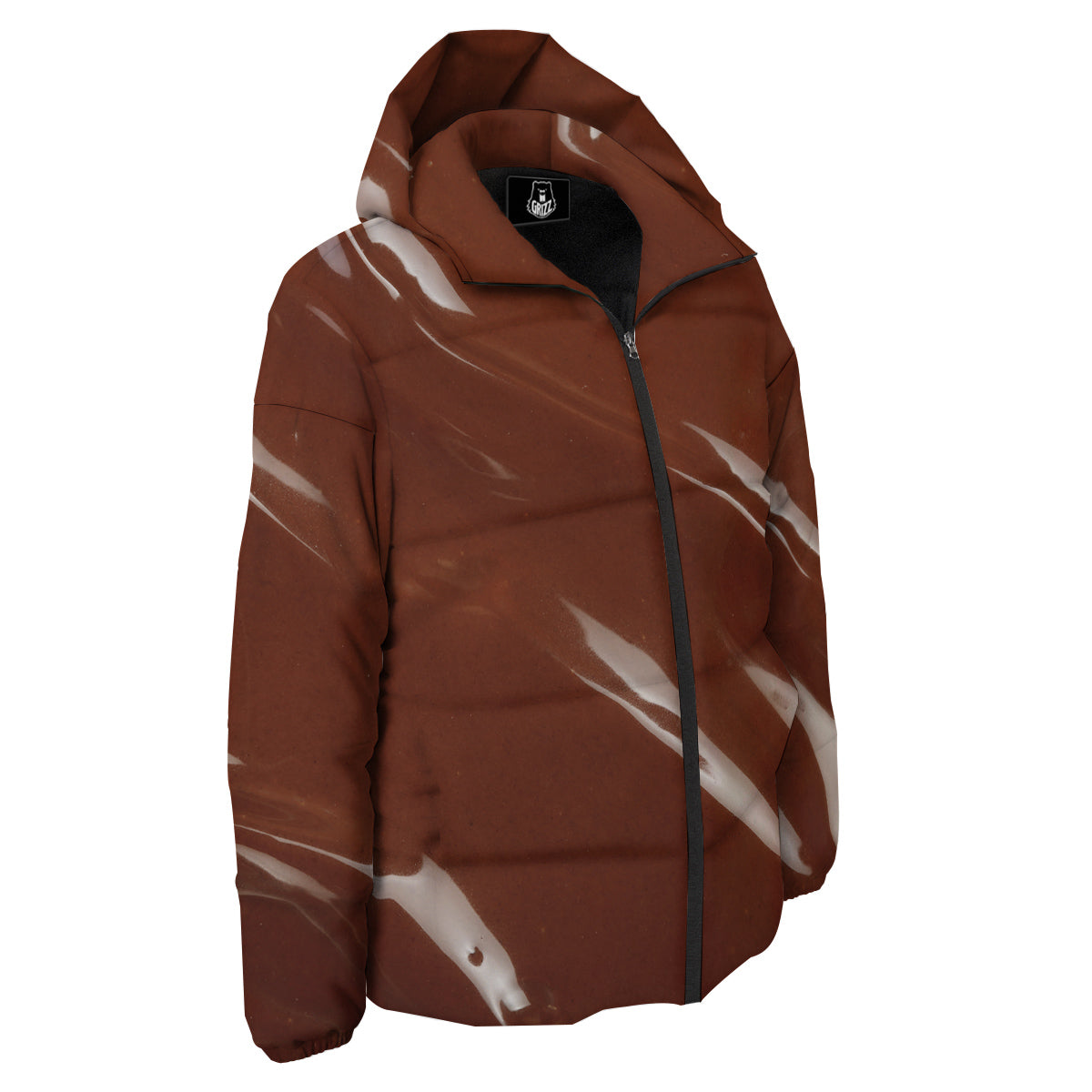 Chocolate Texture Print Down Jacket-grizzshop
