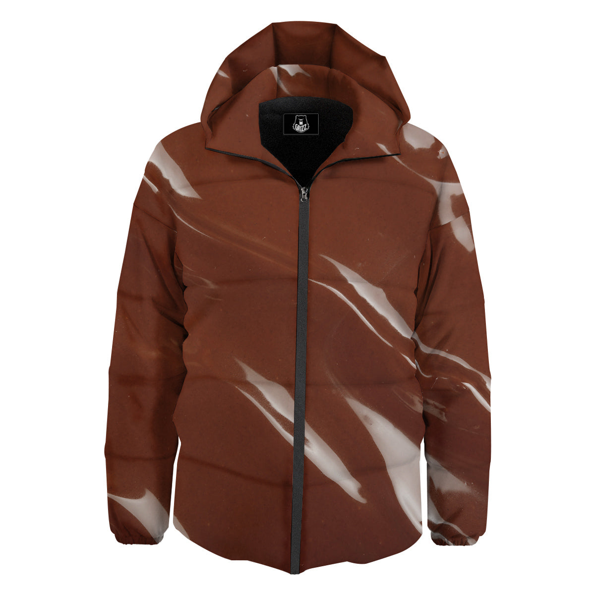 Chocolate Texture Print Down Jacket-grizzshop