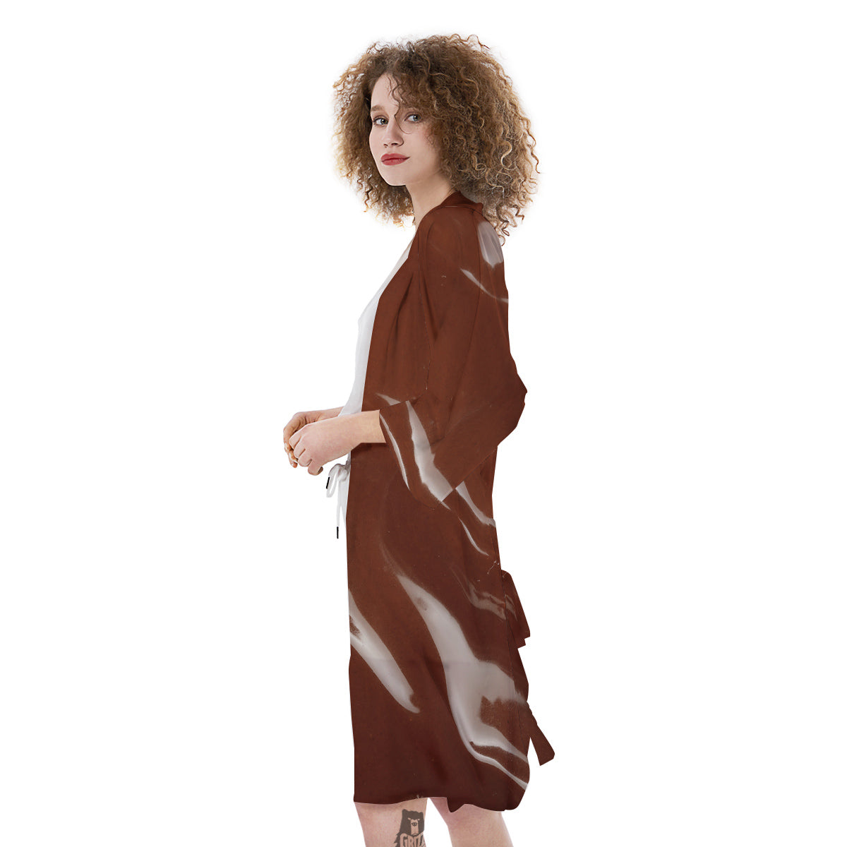 Chocolate Texture Print Kimono-grizzshop