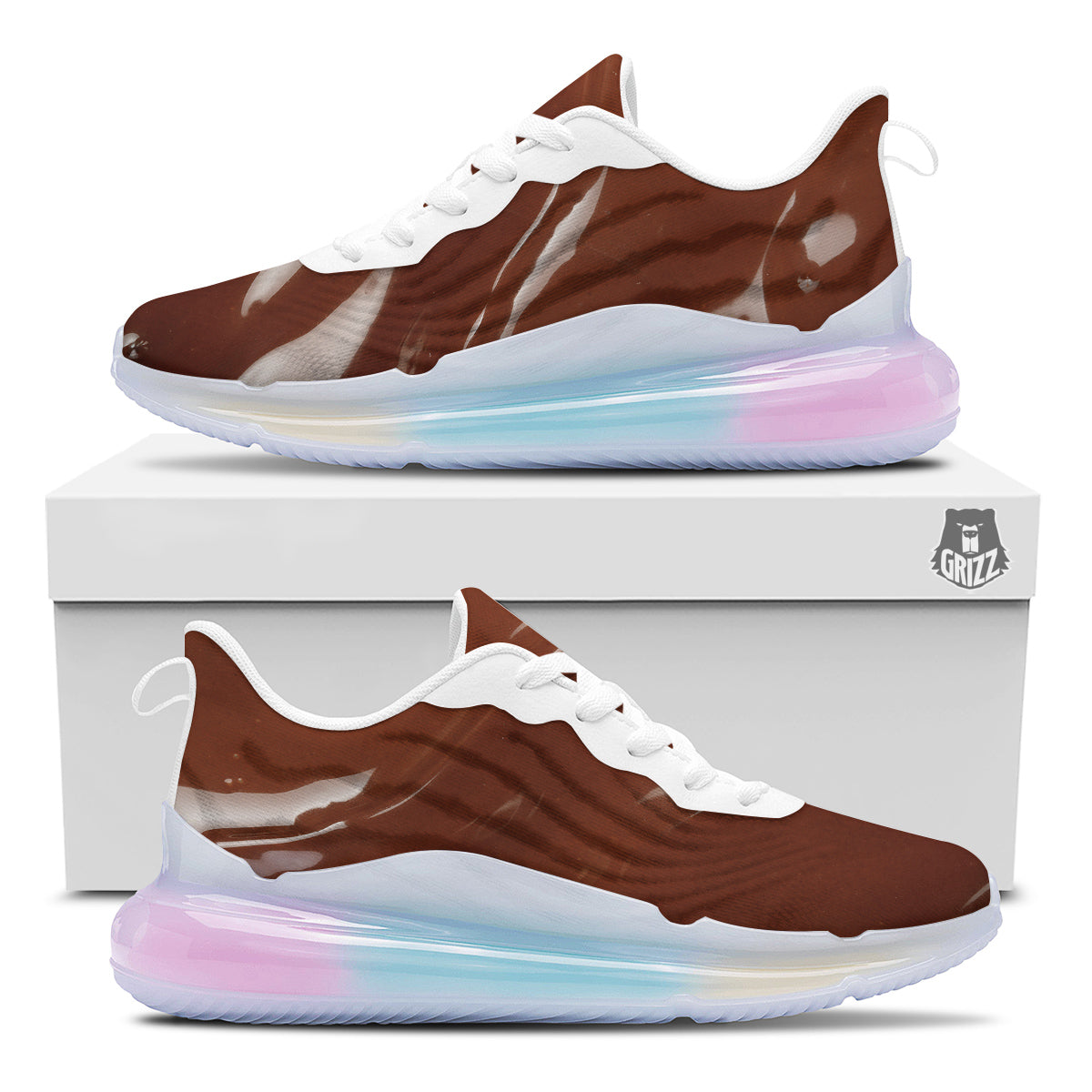 Chocolate Texture Print Running Sneakers-grizzshop