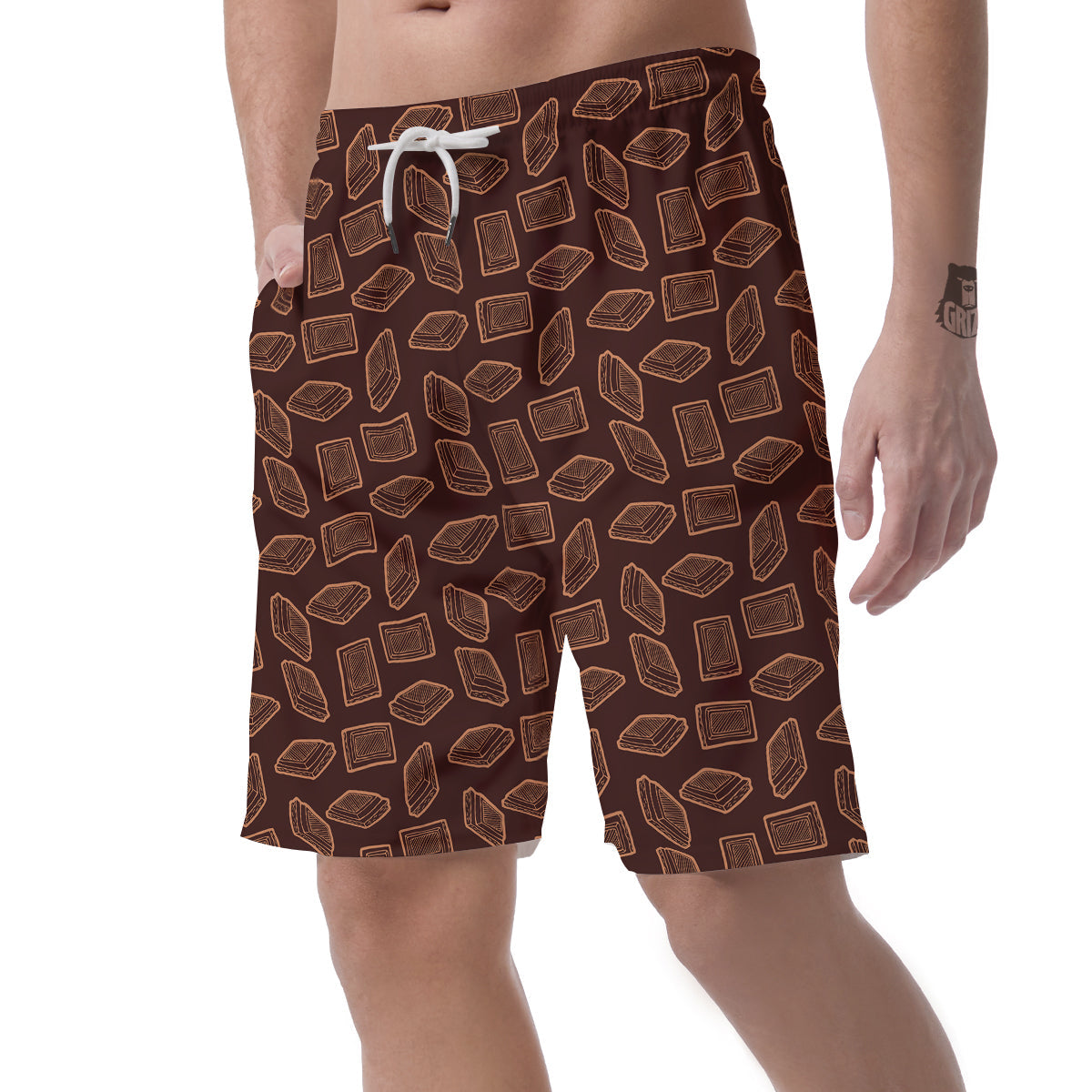 Chocolate Vintage Print Pattern Men's Shorts-grizzshop
