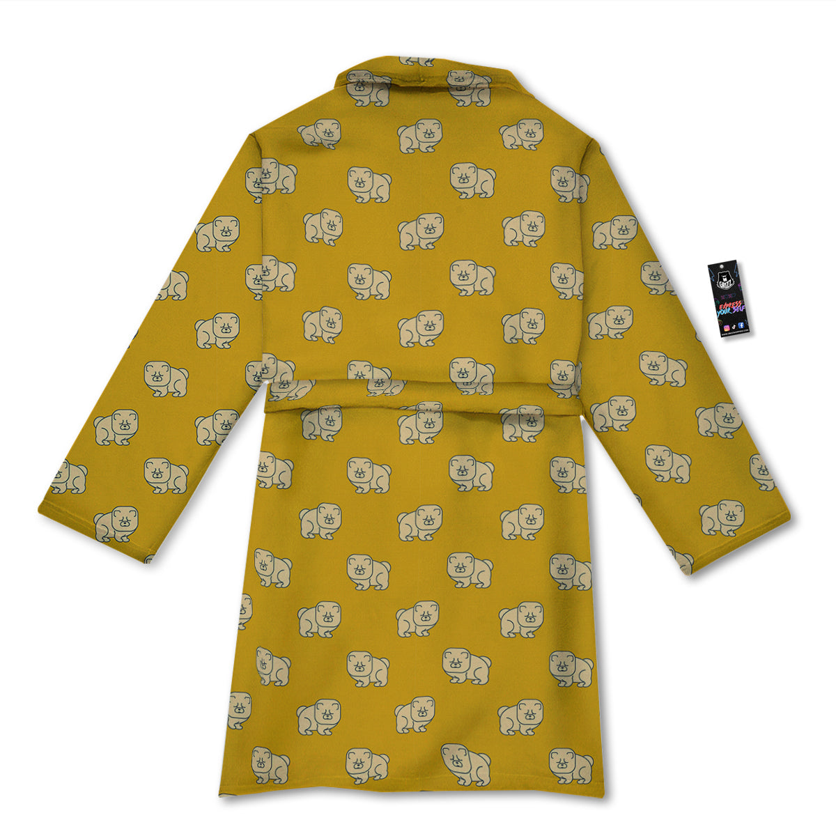 Chow chow And Yellow Print Pattern Bathrobe-grizzshop
