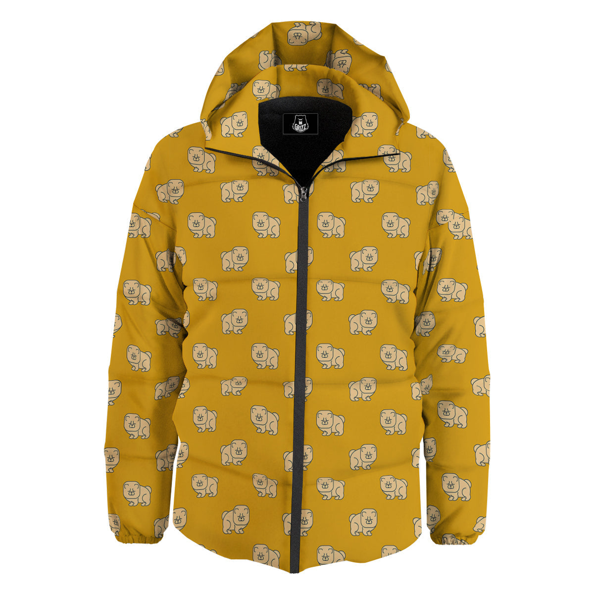 Chow chow And Yellow Print Pattern Down Jacket-grizzshop