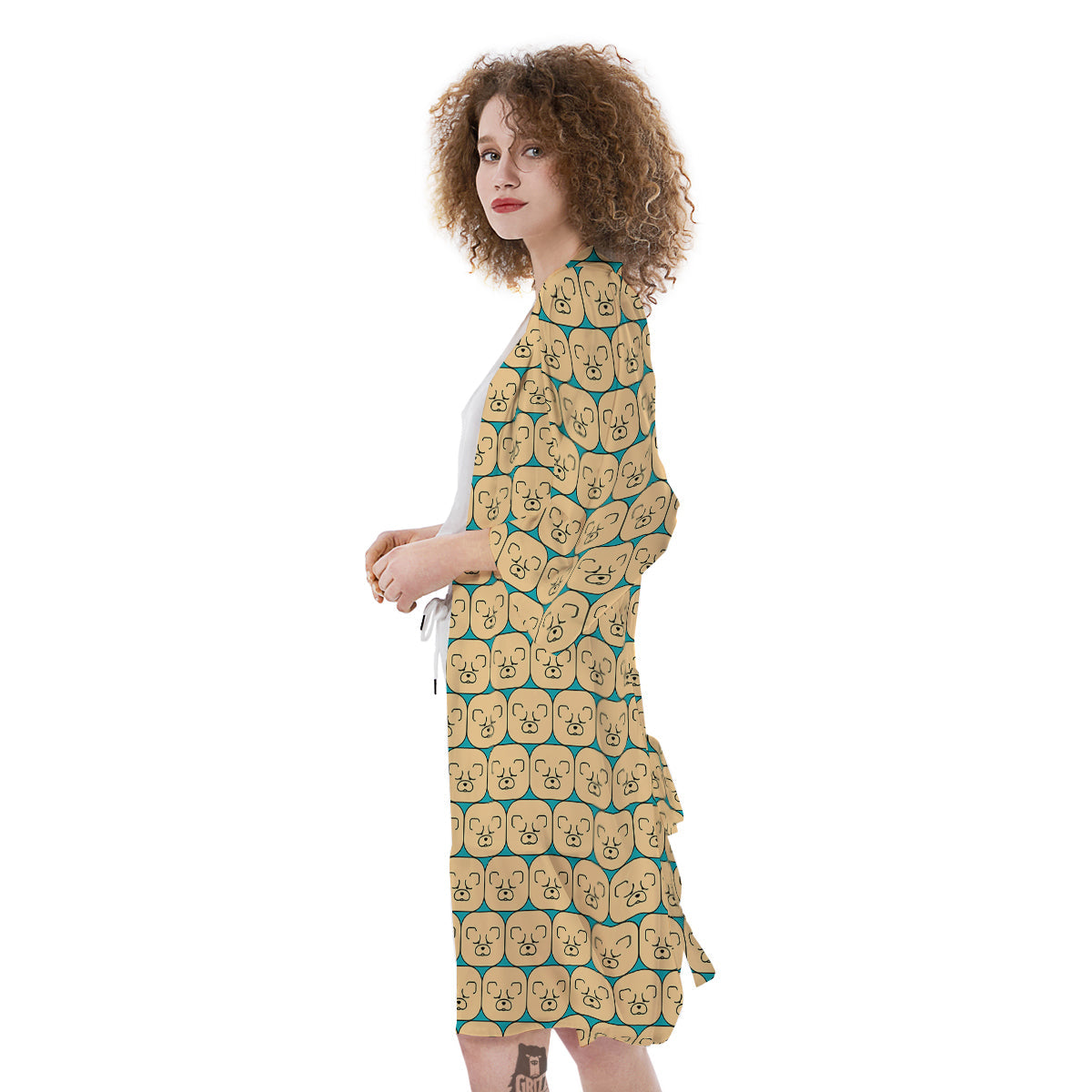 Chow chow Face Print Pattern Kimono-grizzshop