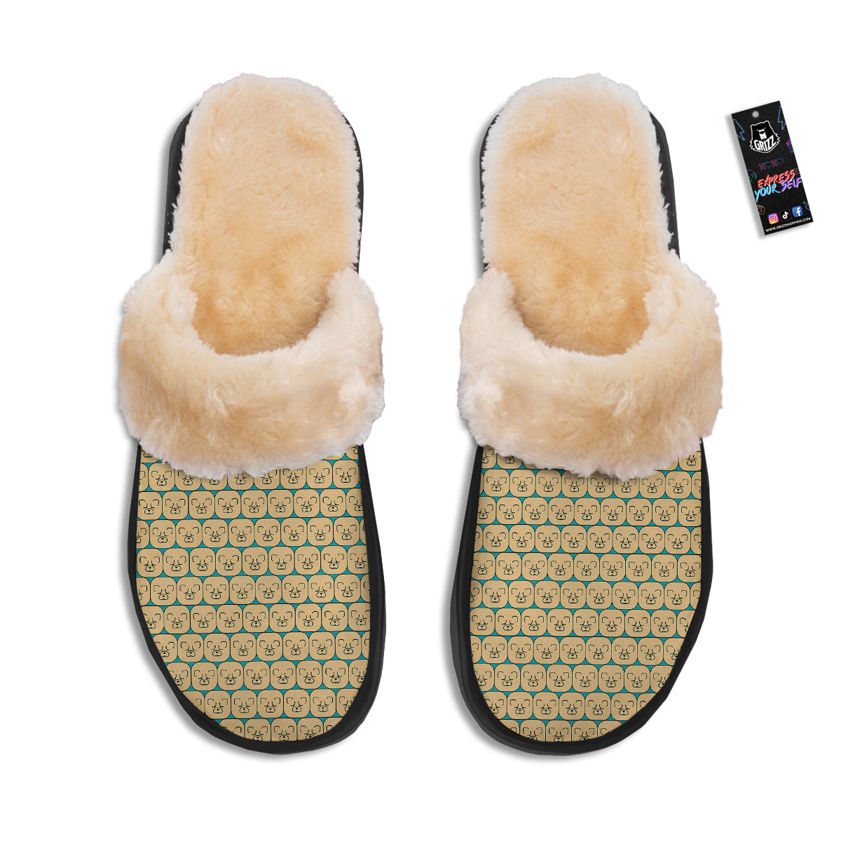 Chow chow Face Print Pattern Slippers-grizzshop