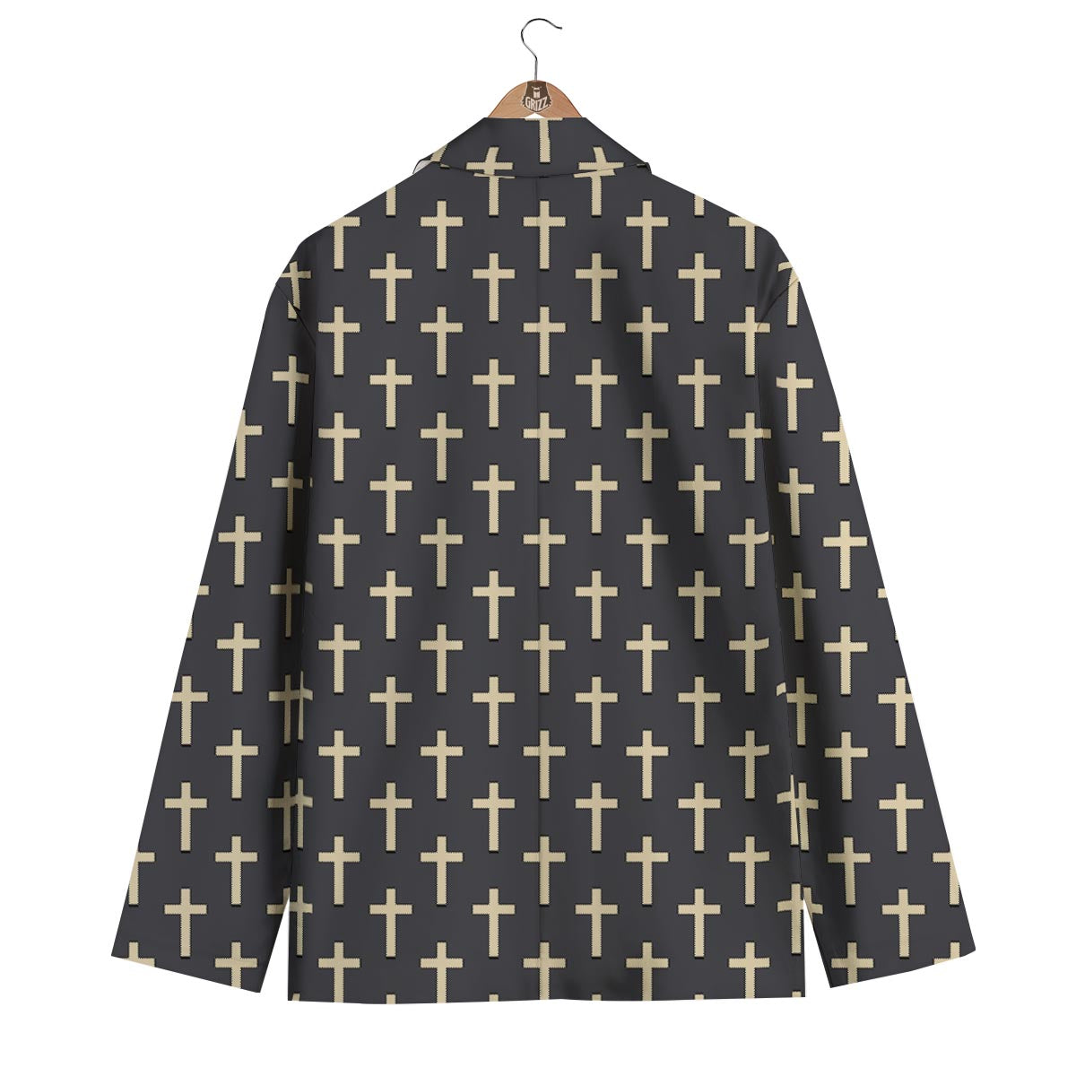 Christian Cross Pattern Print Men's Blazer-grizzshop