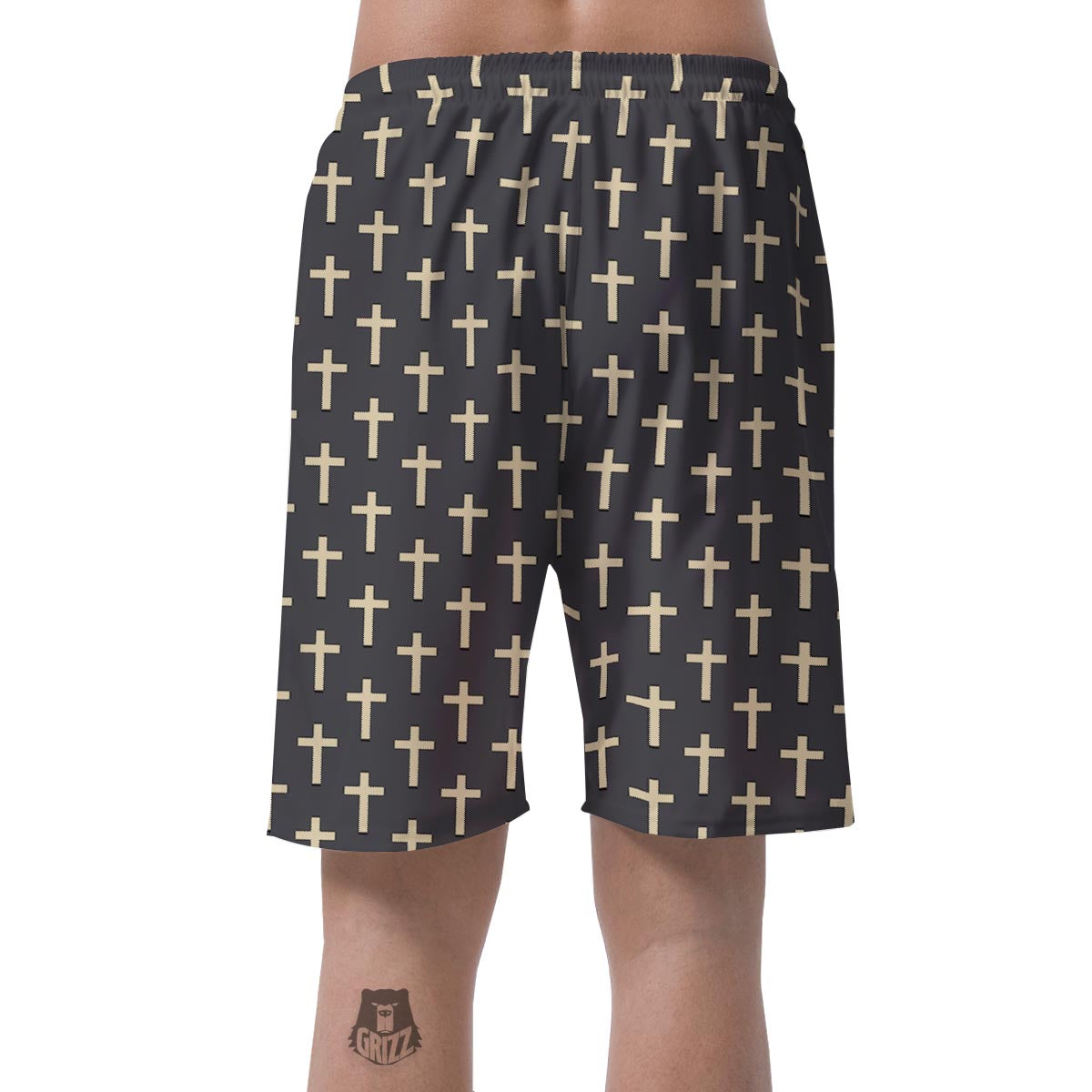 Christian Cross Pattern Print Men's Shorts-grizzshop