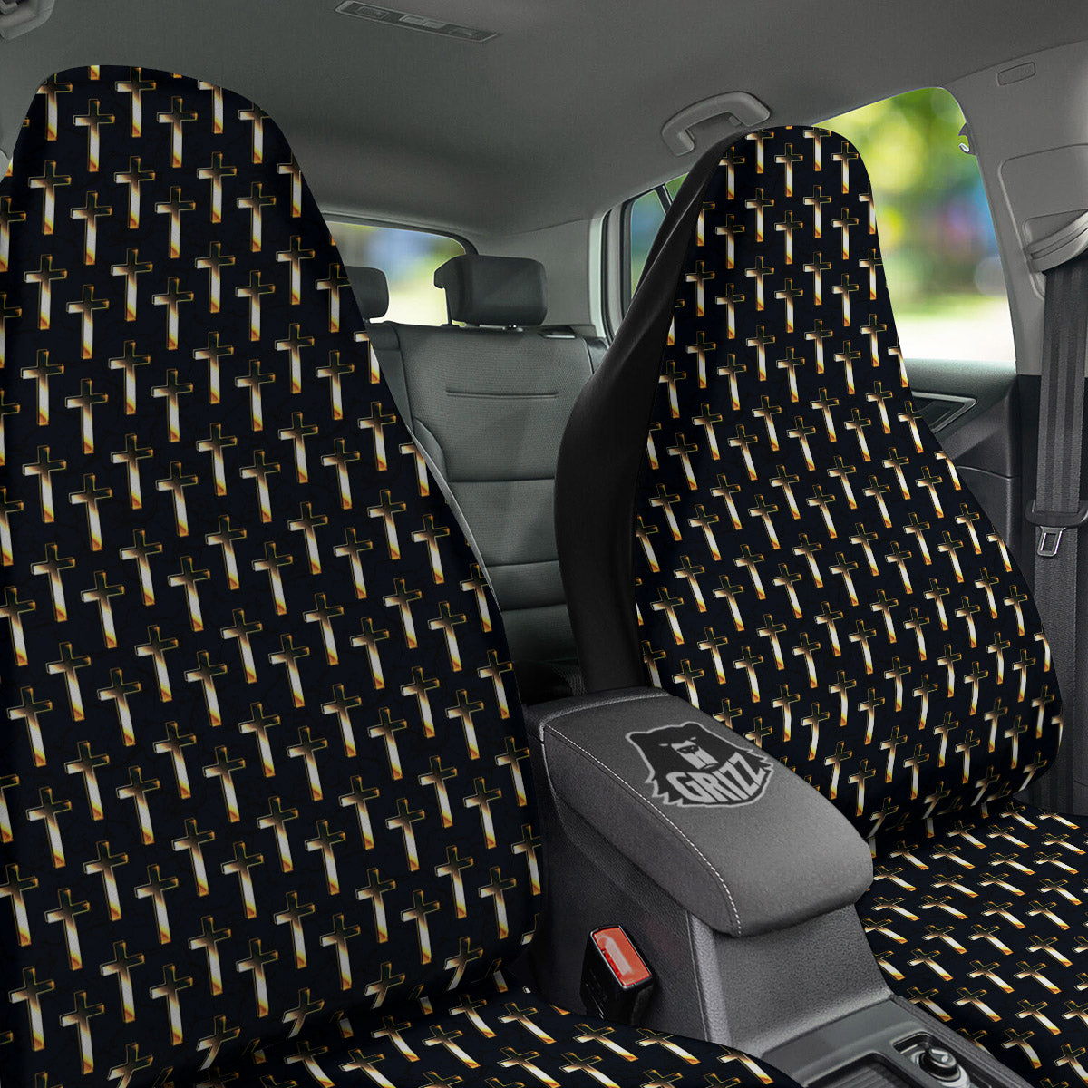 Christian Cross Print Pattern Car Seat Covers-grizzshop