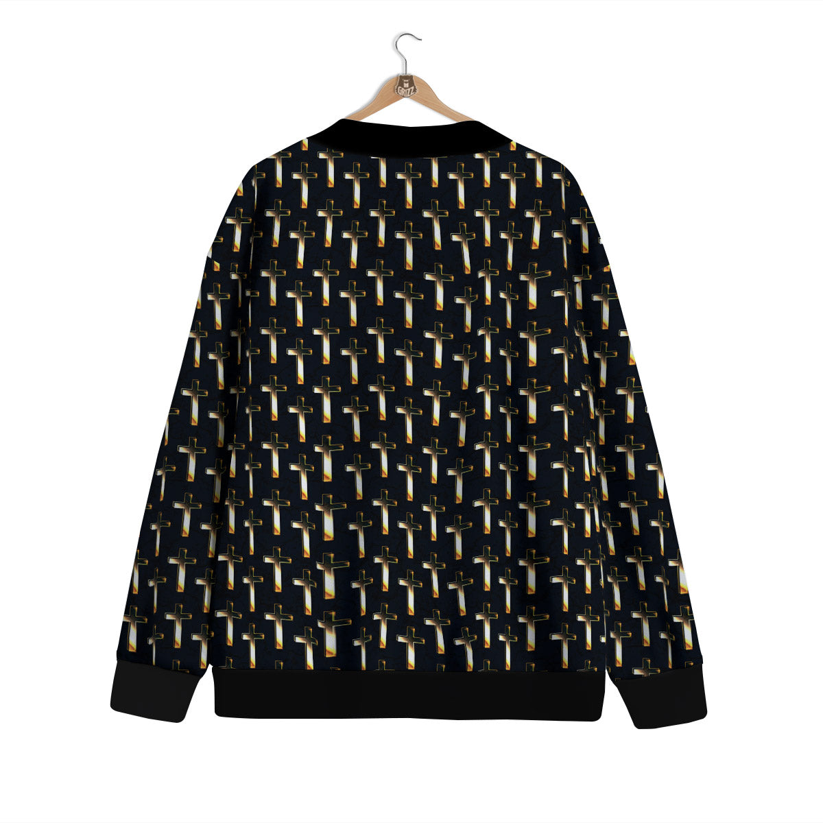 Christian Cross Print Pattern Cardigan-grizzshop