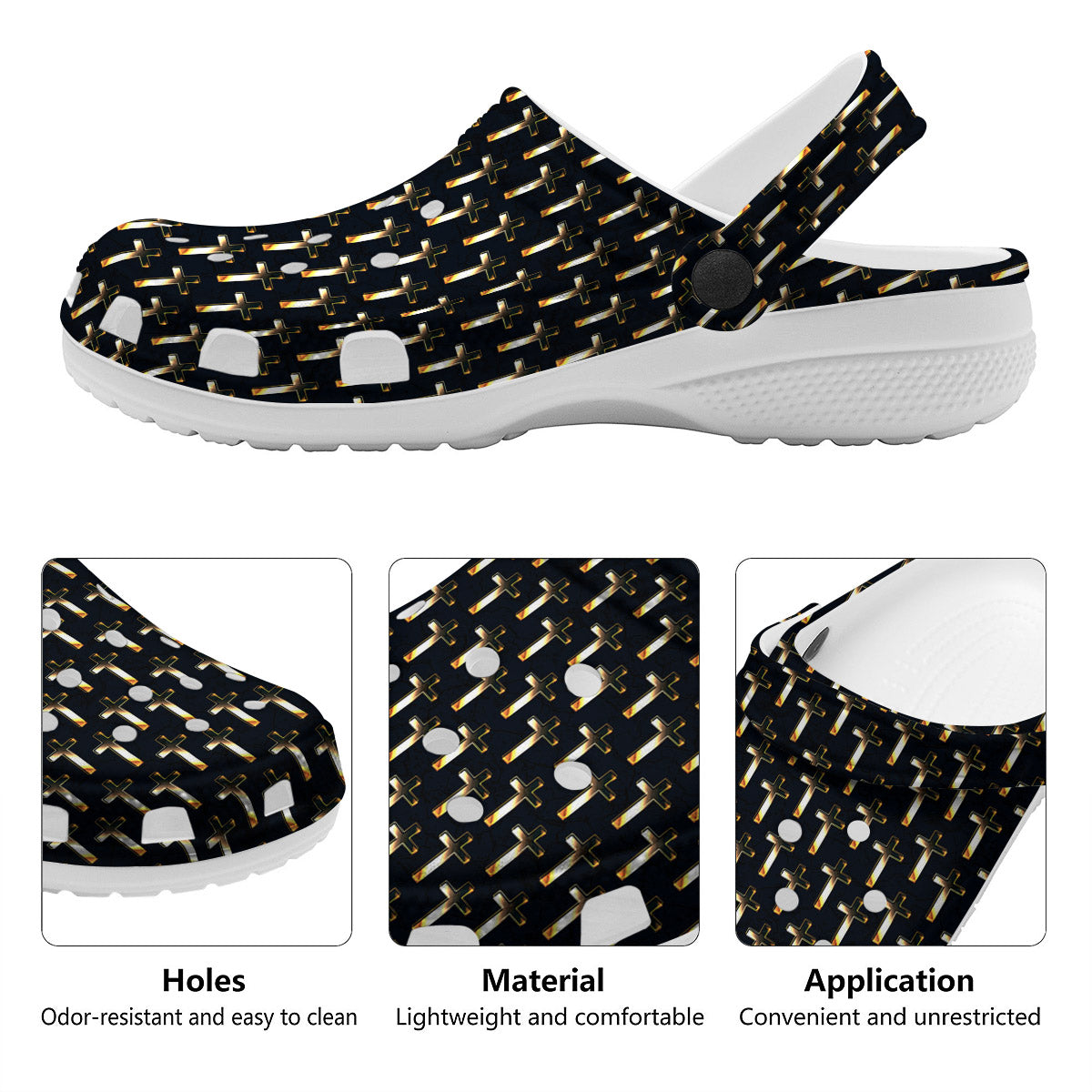 Christian Cross Print Pattern Clog-grizzshop