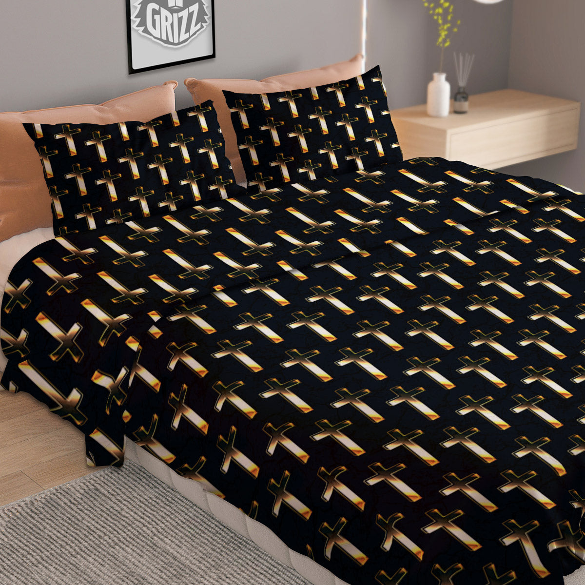 Demon Geometric Japanese Print Duvet Cover Bedding Set
