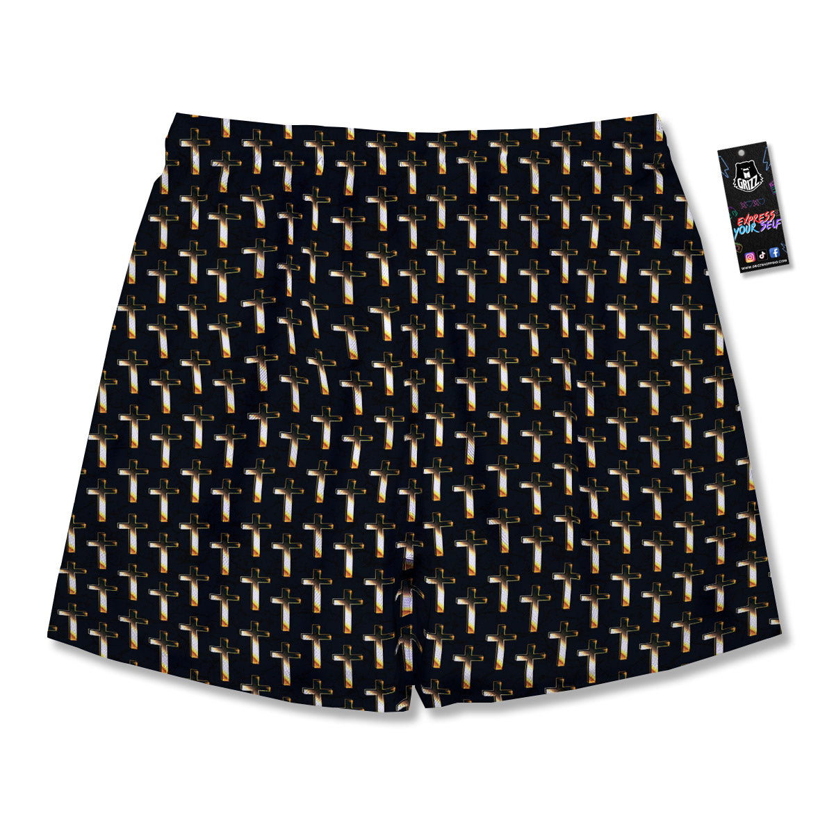 Christian Cross Print Pattern Men's Running Shorts-grizzshop