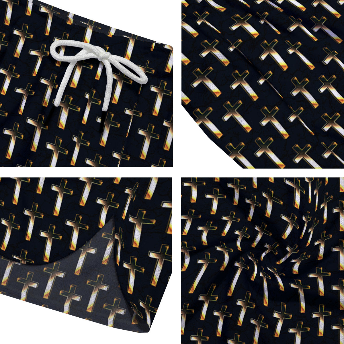 Christian Cross Print Pattern Men's Running Shorts-grizzshop